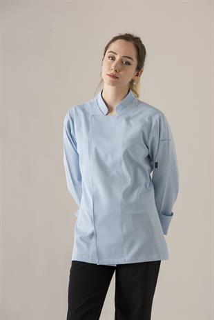 C-21 Premium Kadın – Açık Mavi Şef Ceketi