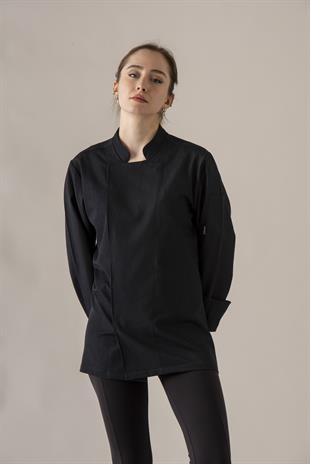 C-21 Premium Kadın – Siyah Şef Ceketi