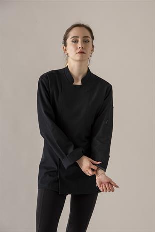 C-21 Premium Kadın – Siyah Şef Ceketi