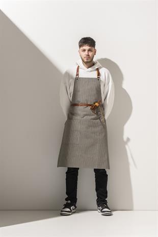 D-150 Stella – Siyah-Krem Çizgili Boydan Önlük