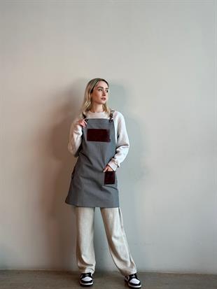 D-163 Lee – Lacivert Çizgili Kot Boydan Önlük