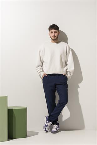 Lacivert Keten Görünümlü Şef Pantolonu 