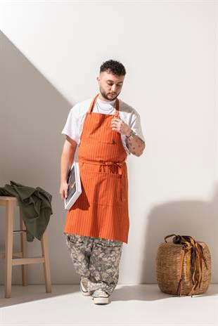 K-114 Premium Axel- Turuncu Çizgili  Boydan Önlük