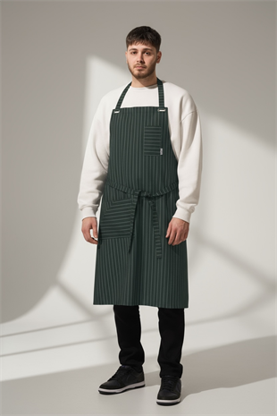 PREMIUM K-132 CASTRO – Koyu Yeşil Beyaz Çizgili Önlük 