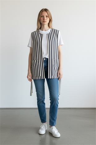 YL-03 HUNTER– Erkek Çizgili Kot Servis Yeleği - Çizgili Kot