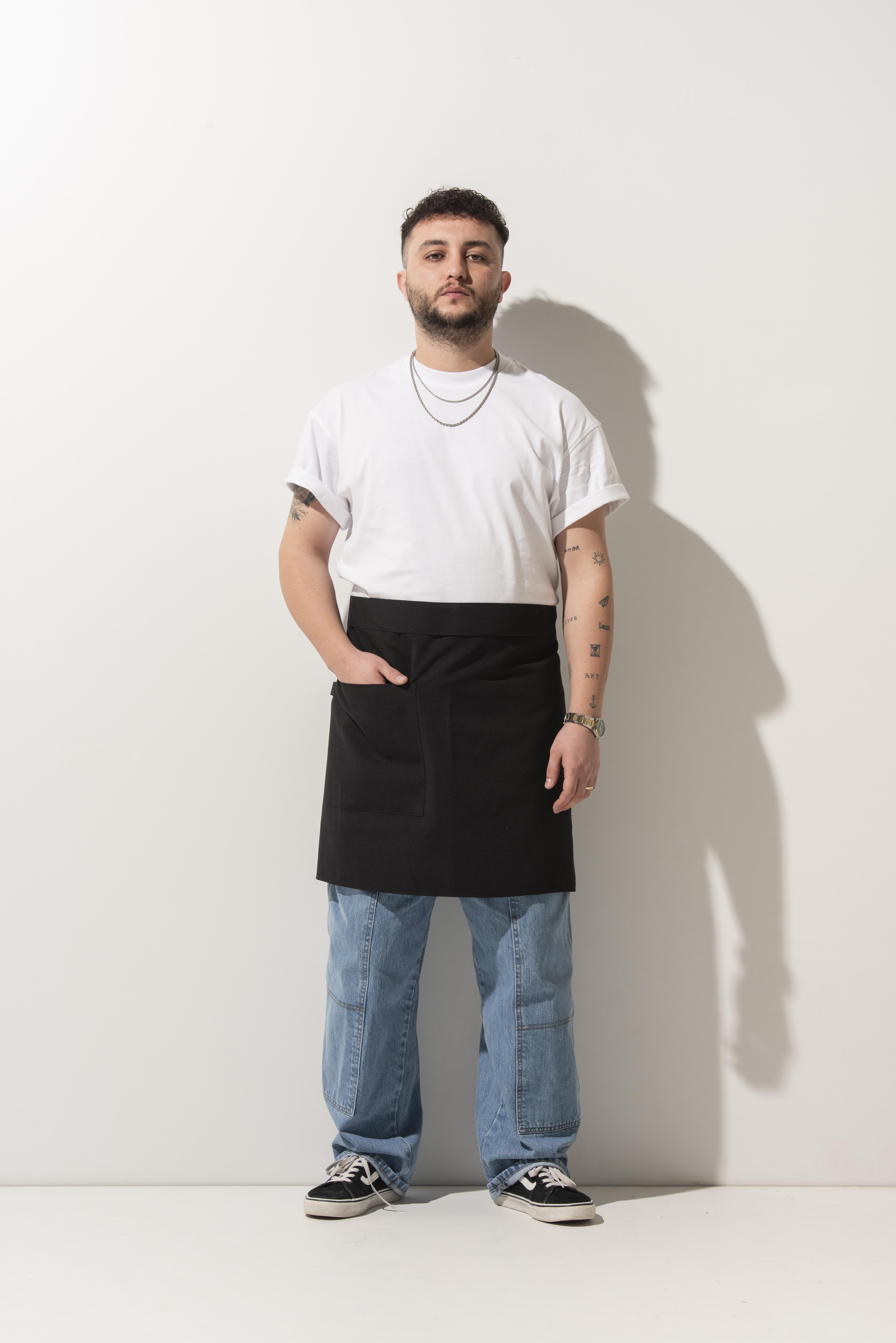 BA-144 ONLY - Siyah Belden Bağlamalı Önlük 