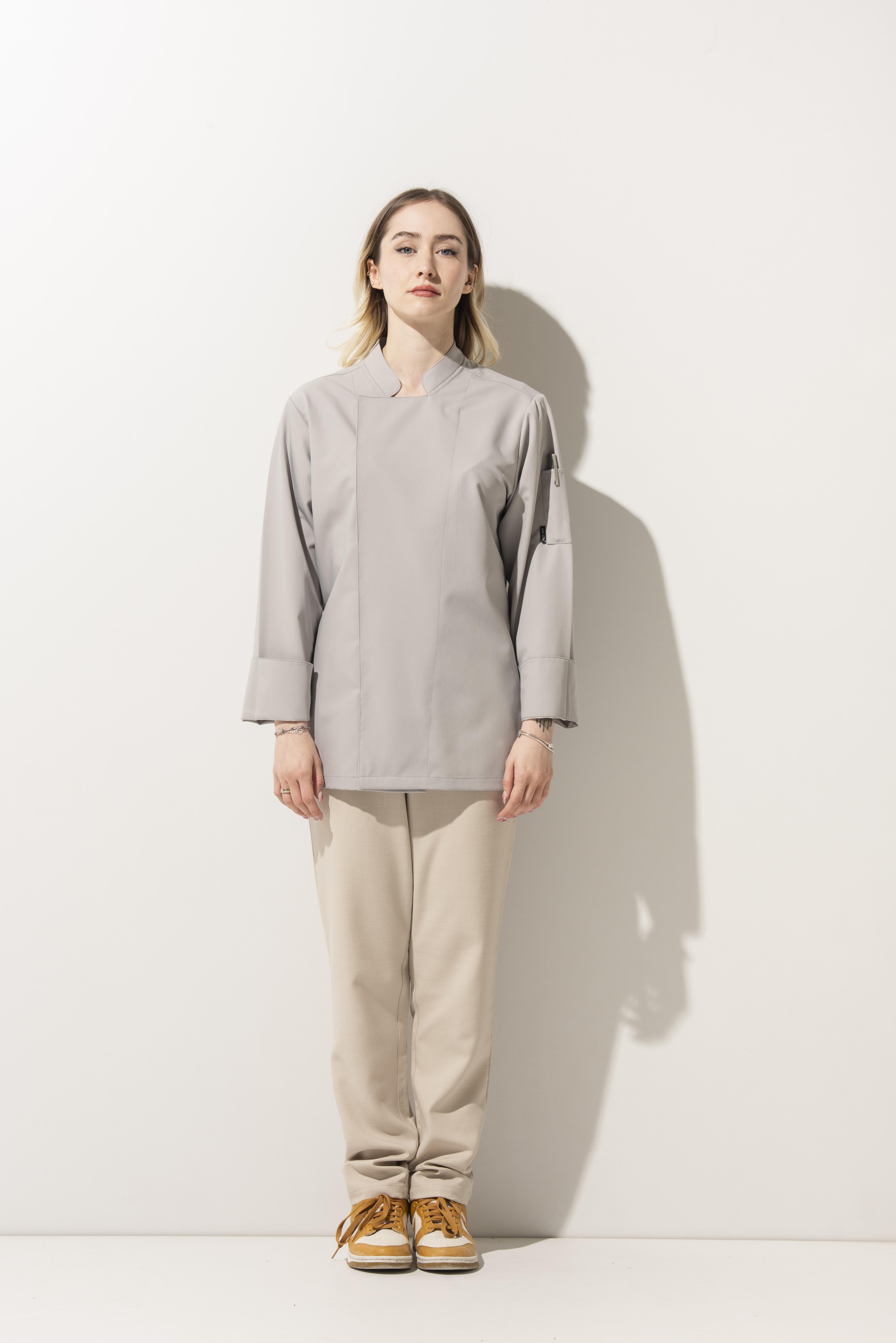 C-01 CLASSIC -  Açık Gri Şef Ceketi Kadın