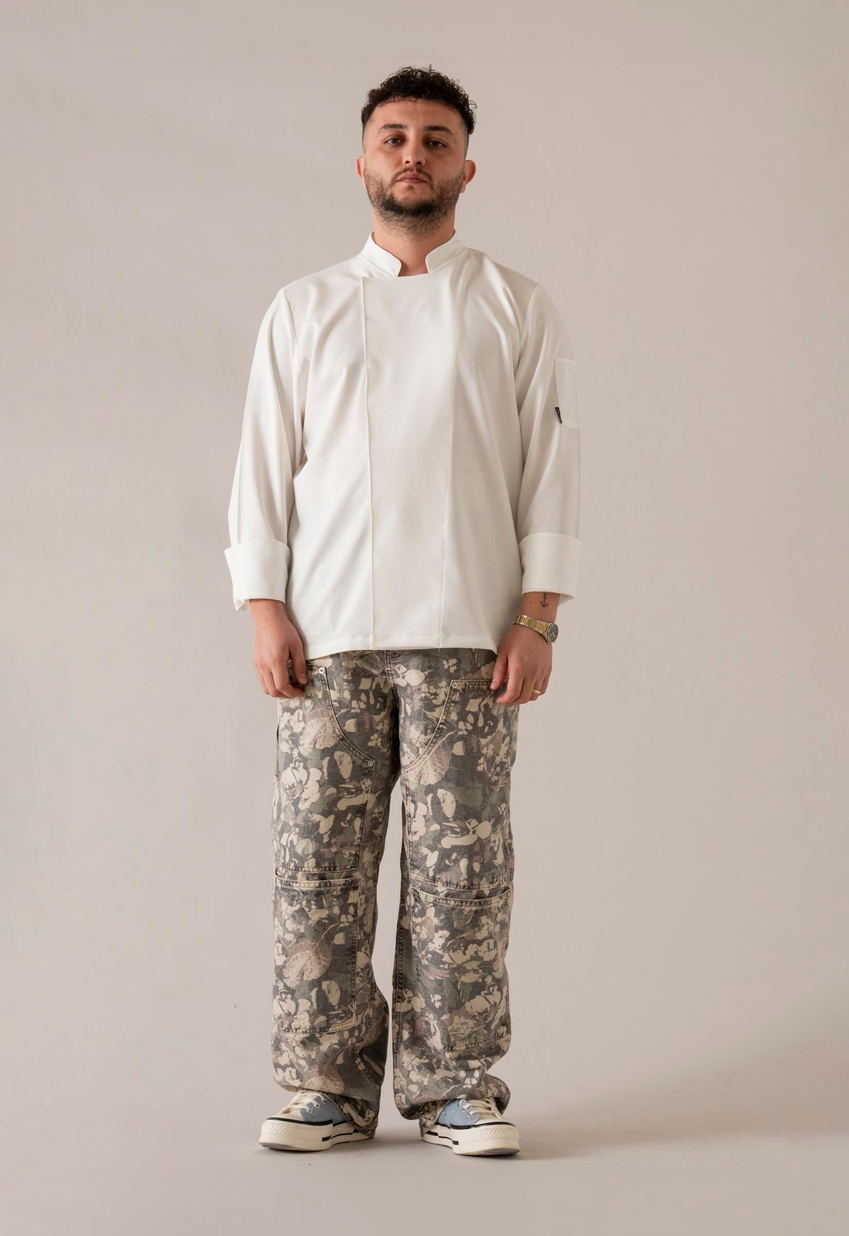 C-01 SOFT LINEN - Beyaz Keten Şef Ceketi
