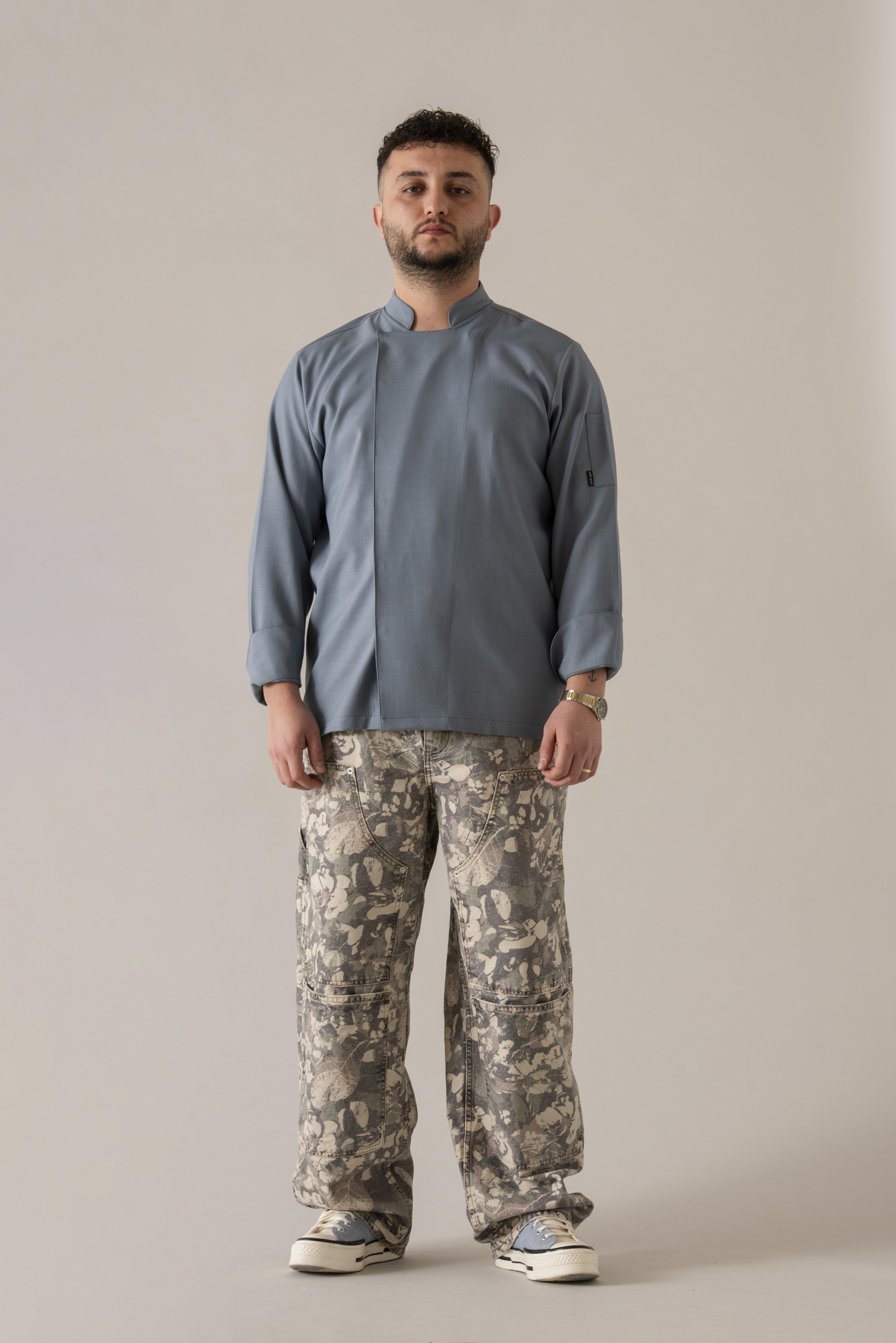 C-01 SOFT LINEN - Denim Mavi Keten Şef Ceketi
