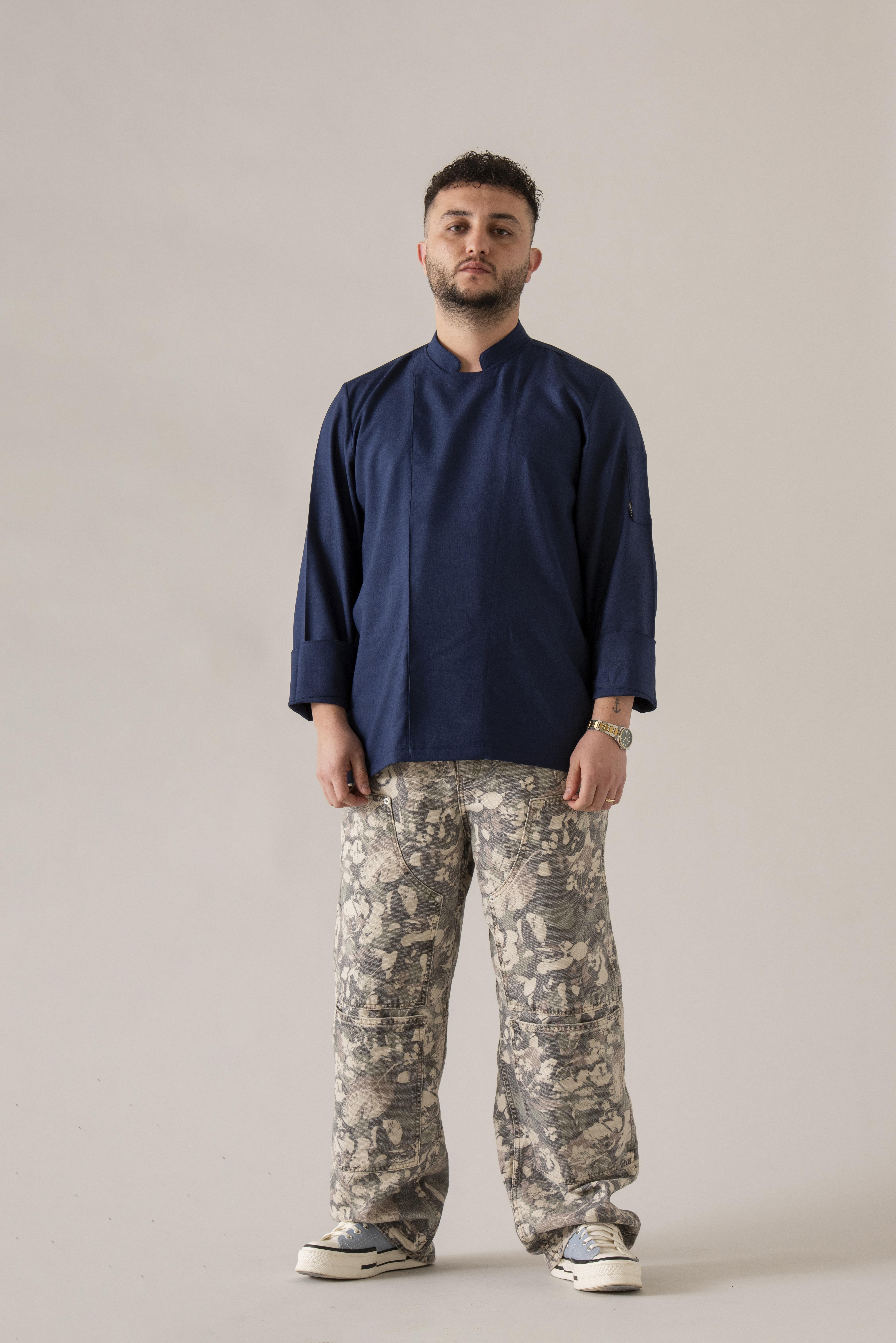 C-01 SOFT LINEN - Lacivert Keten Şef Ceketi