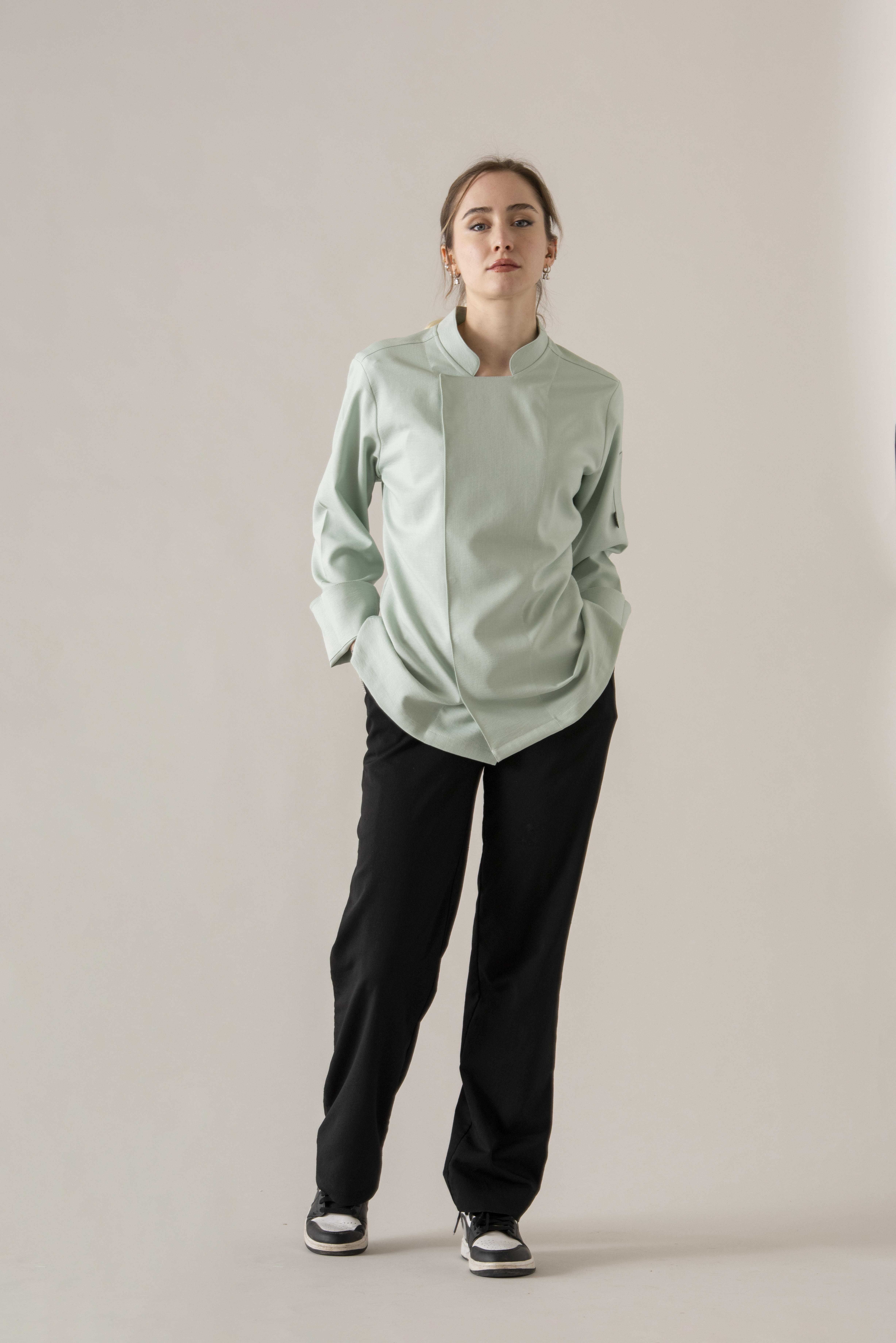 C-01 SOFT LINEN -Mint Yeşili Keten Şef Ceketi Kadın