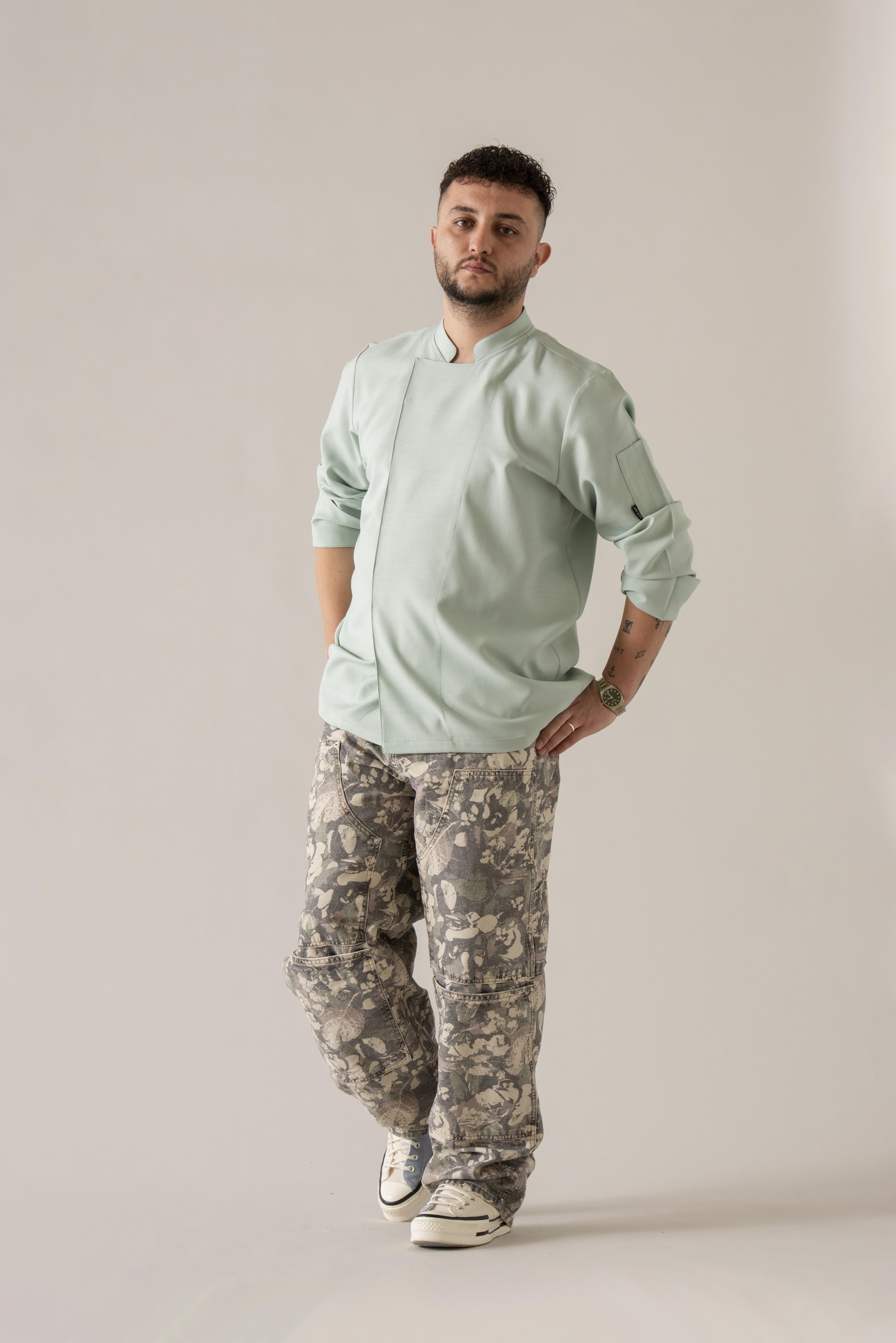 C-01 SOFT LINEN -Mint Yeşili Keten Şef Ceketi
