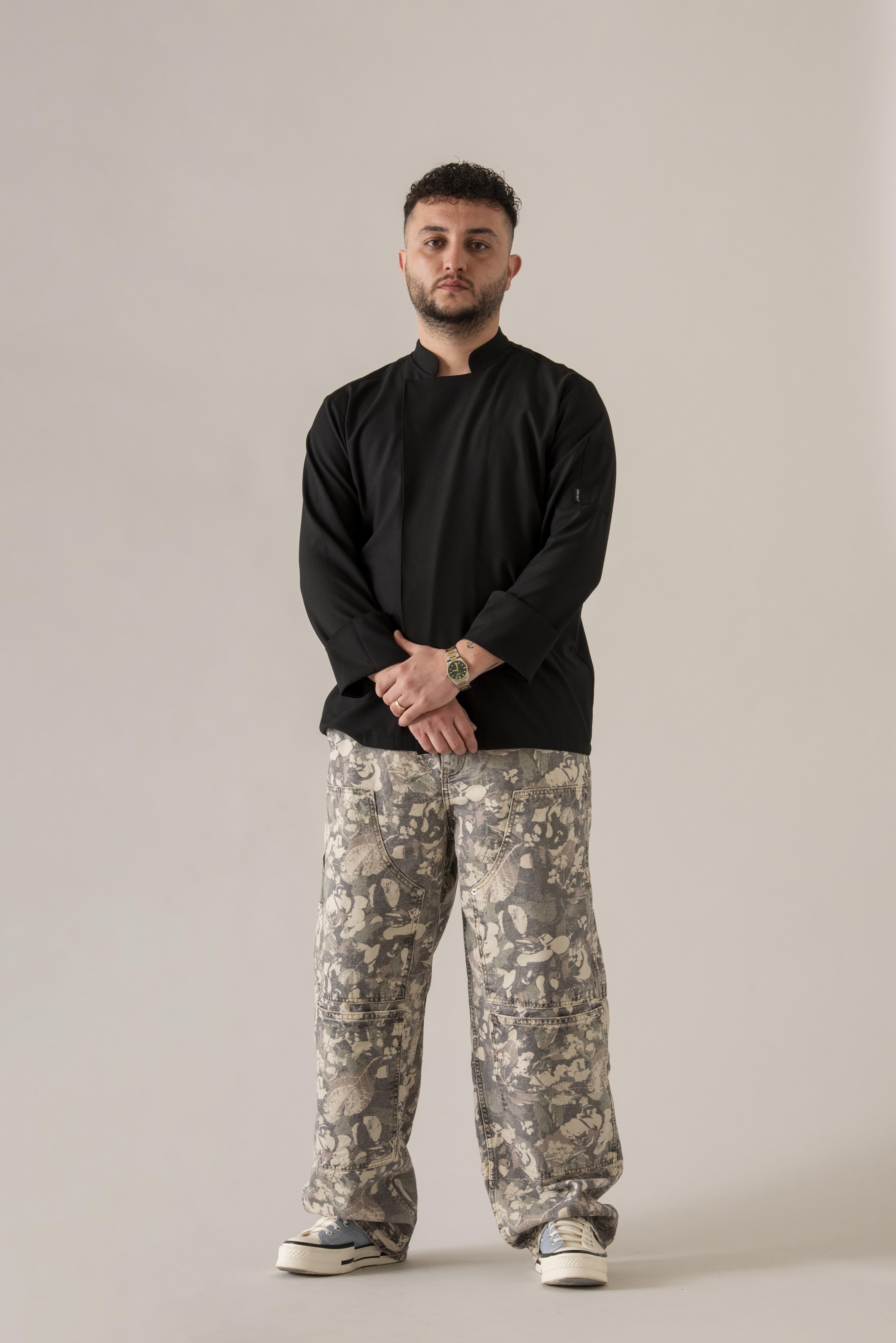 C-01 SOFT LINEN - Siyah Keten Şef Ceketi
