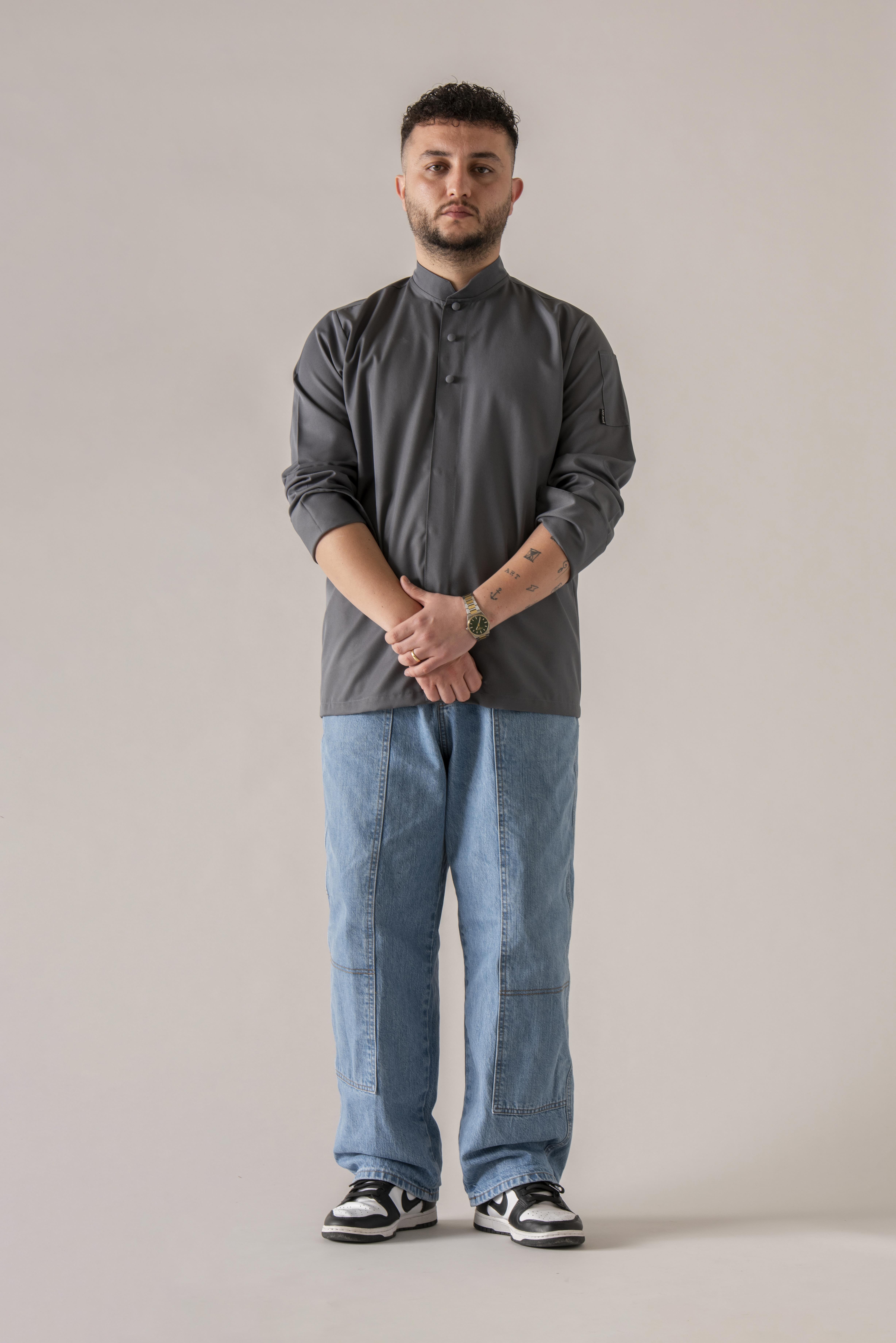 C-05 COLLARET -  V Yaka Antrasit Şef Ceketi 