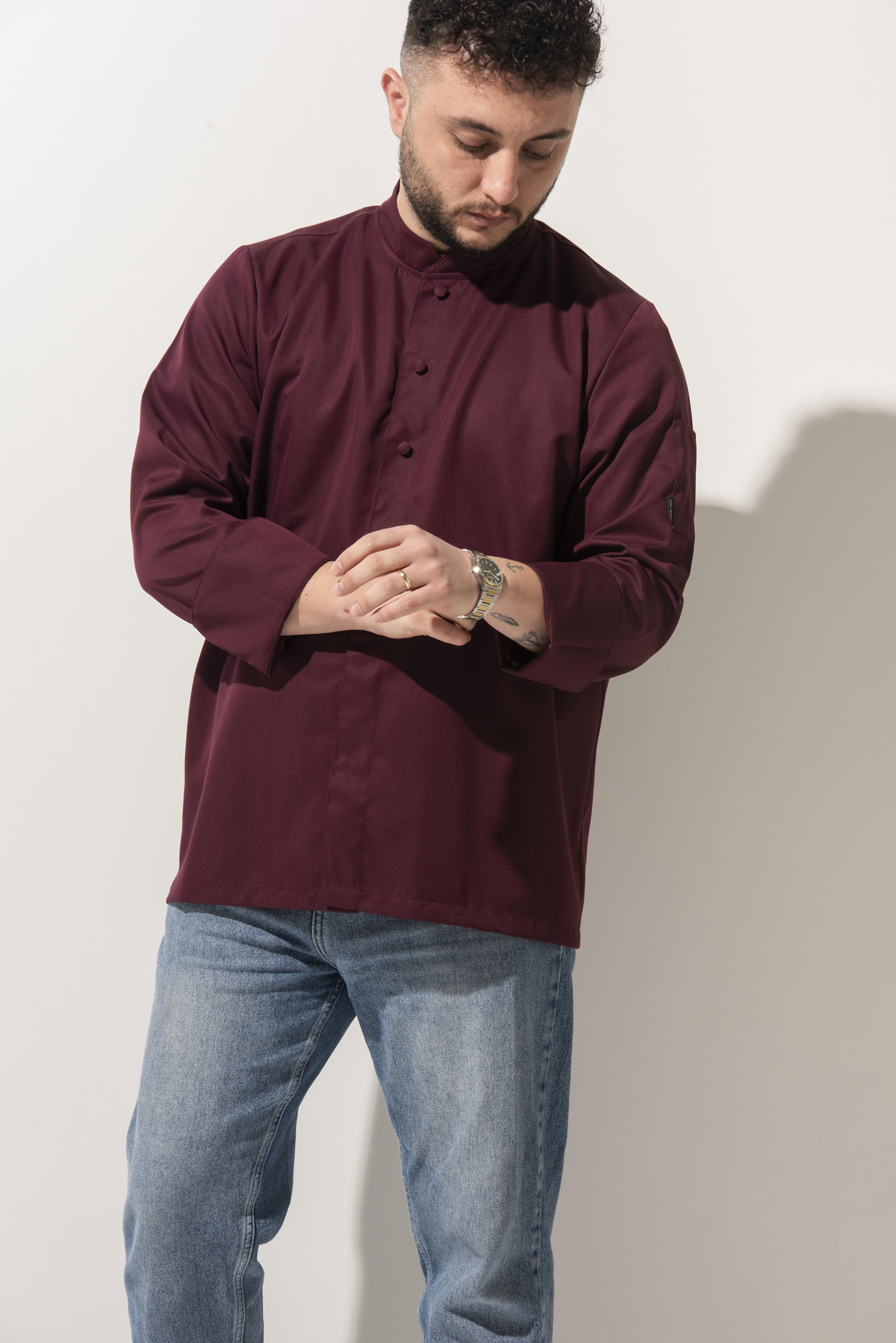 C-05 COLLARET -  V Yaka Şef Ceketi  Bordo 