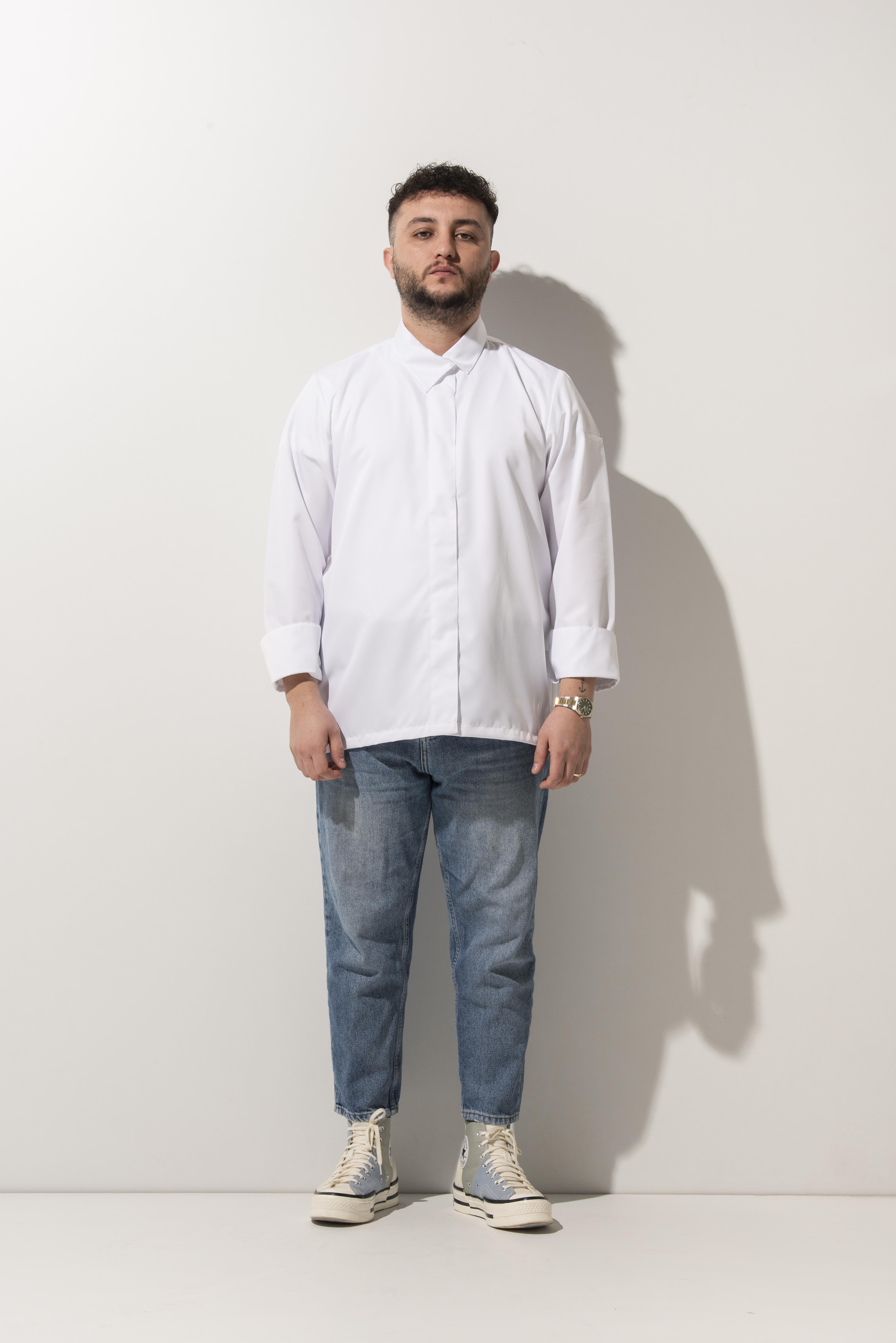 C-06 SHARP COLLAR - Keskin Yaka Beyaz Şef Ceketi 