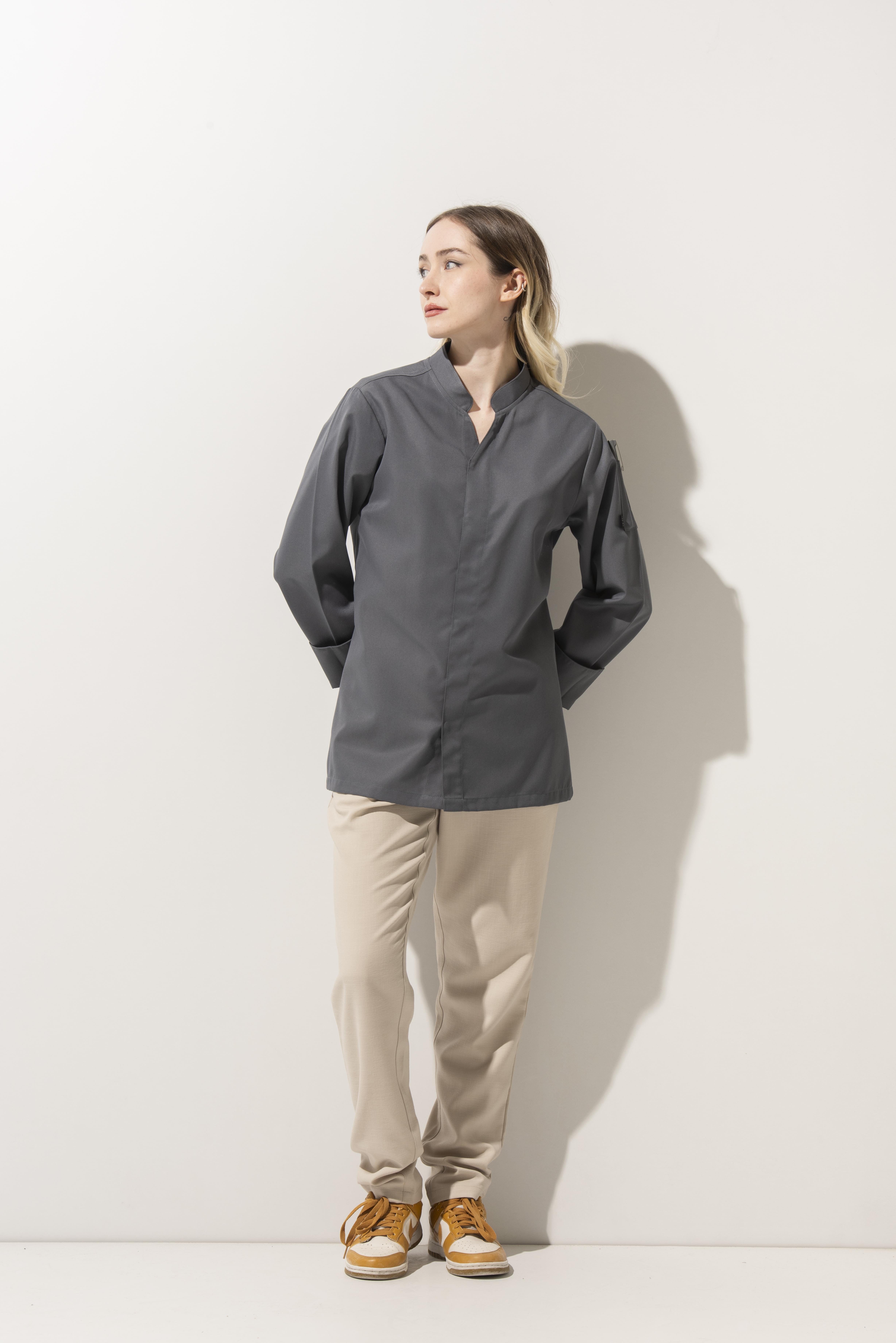 C-07 VNECK - V Yaka Antrasit Şef Ceketi Kadın