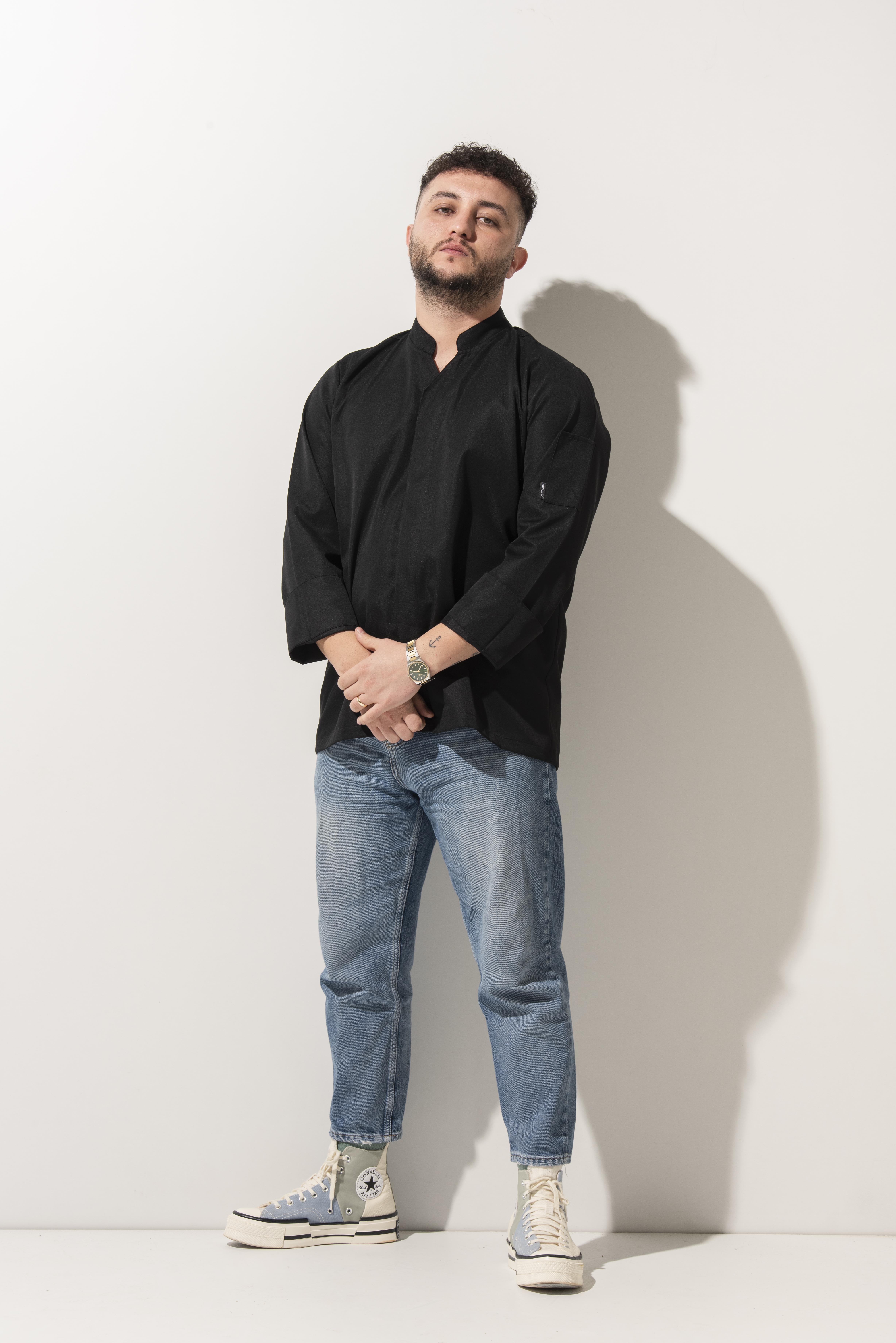 C-07 VNECK - V Yaka Siyah Şef Ceketi 