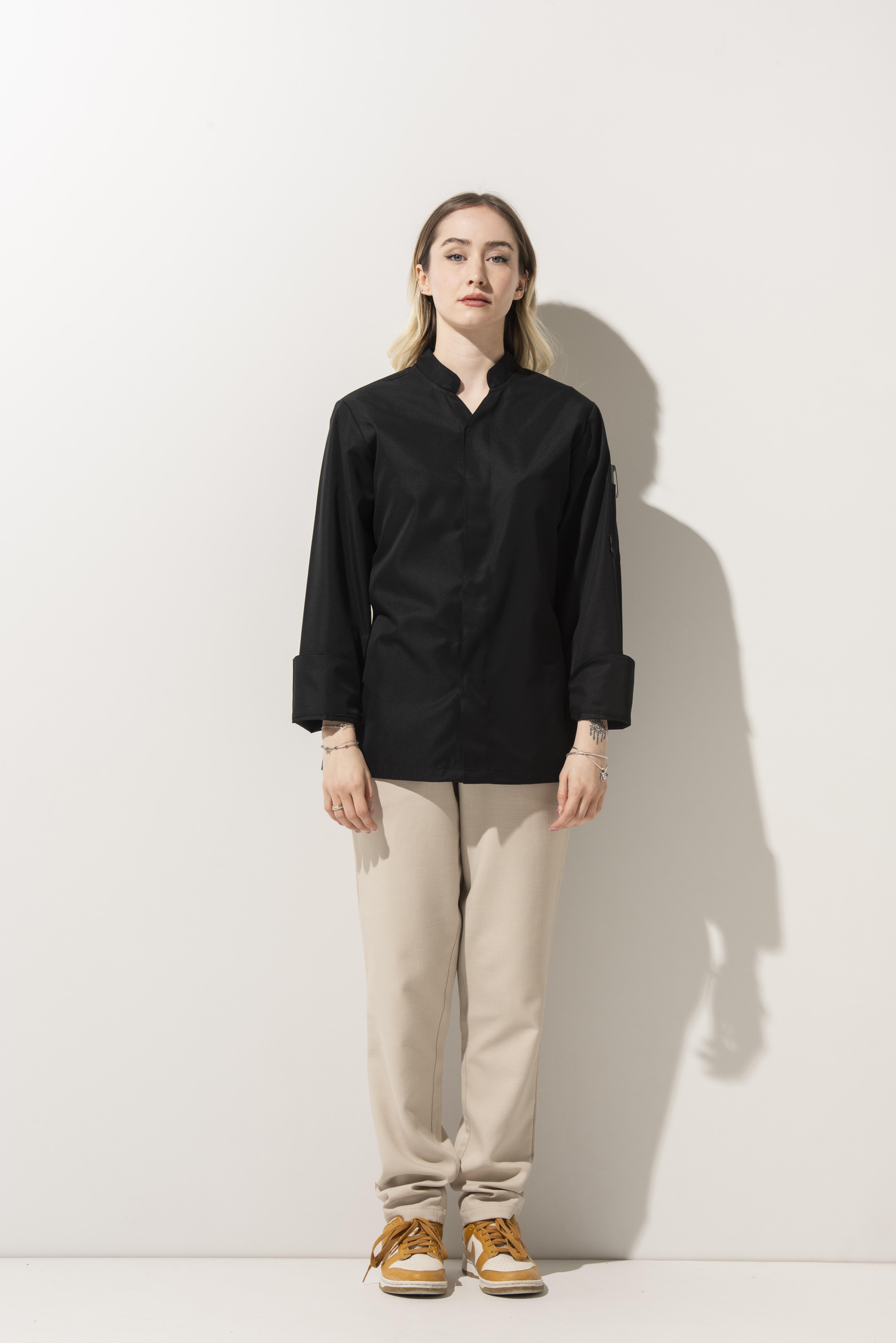 C-07 VNECK - V Yaka Siyah Şef Ceketi Kadın