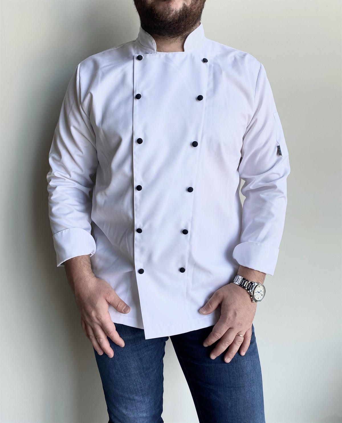 C-13 CLASSIC - Siyah Düğmeli Beyaz Şef Ceketi | Moda mutfakta! | Tasarım Şef  Ceketleri | app-ron.com