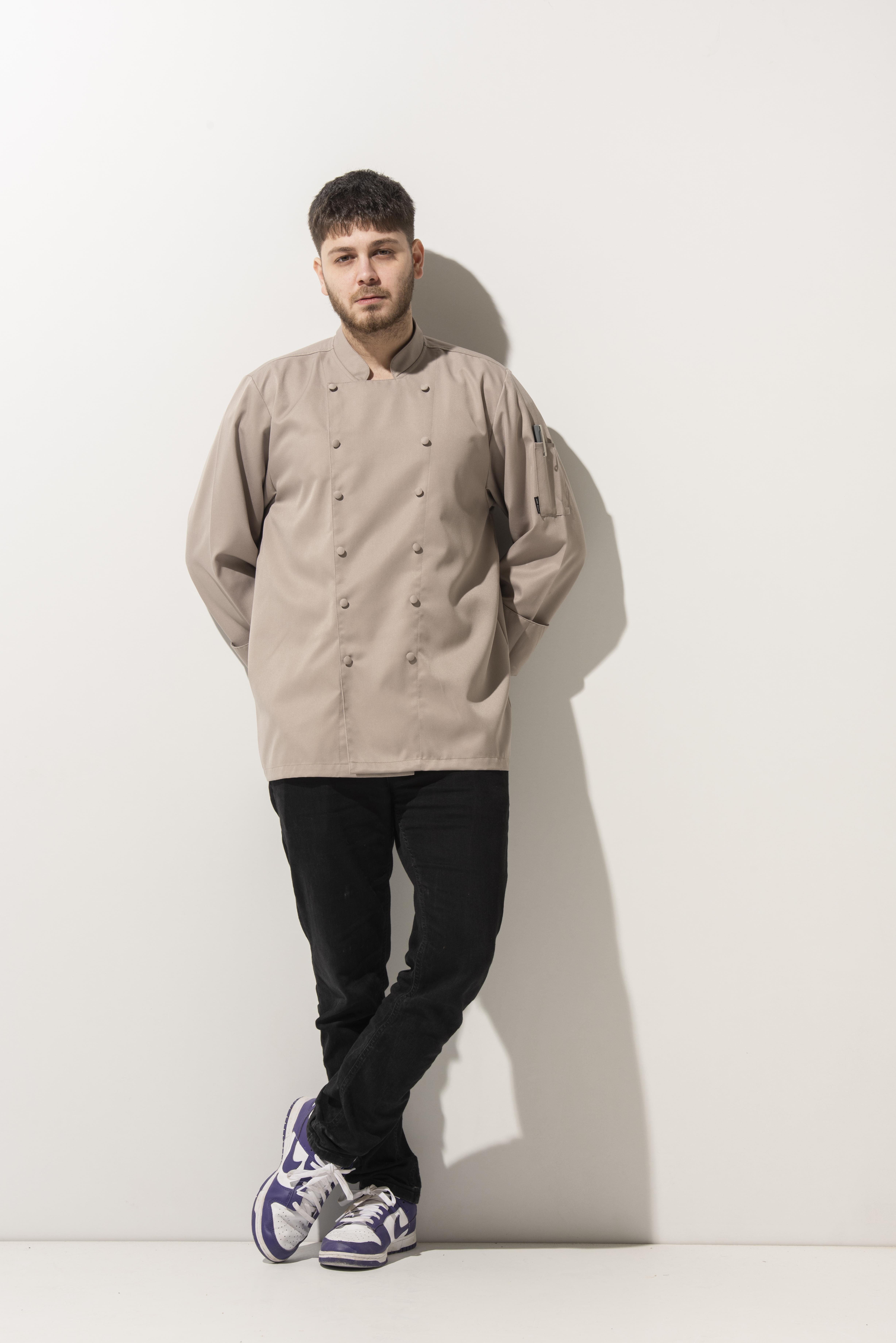 C-14 CLASSIC - Bej Düğmeli Şef Ceketi 