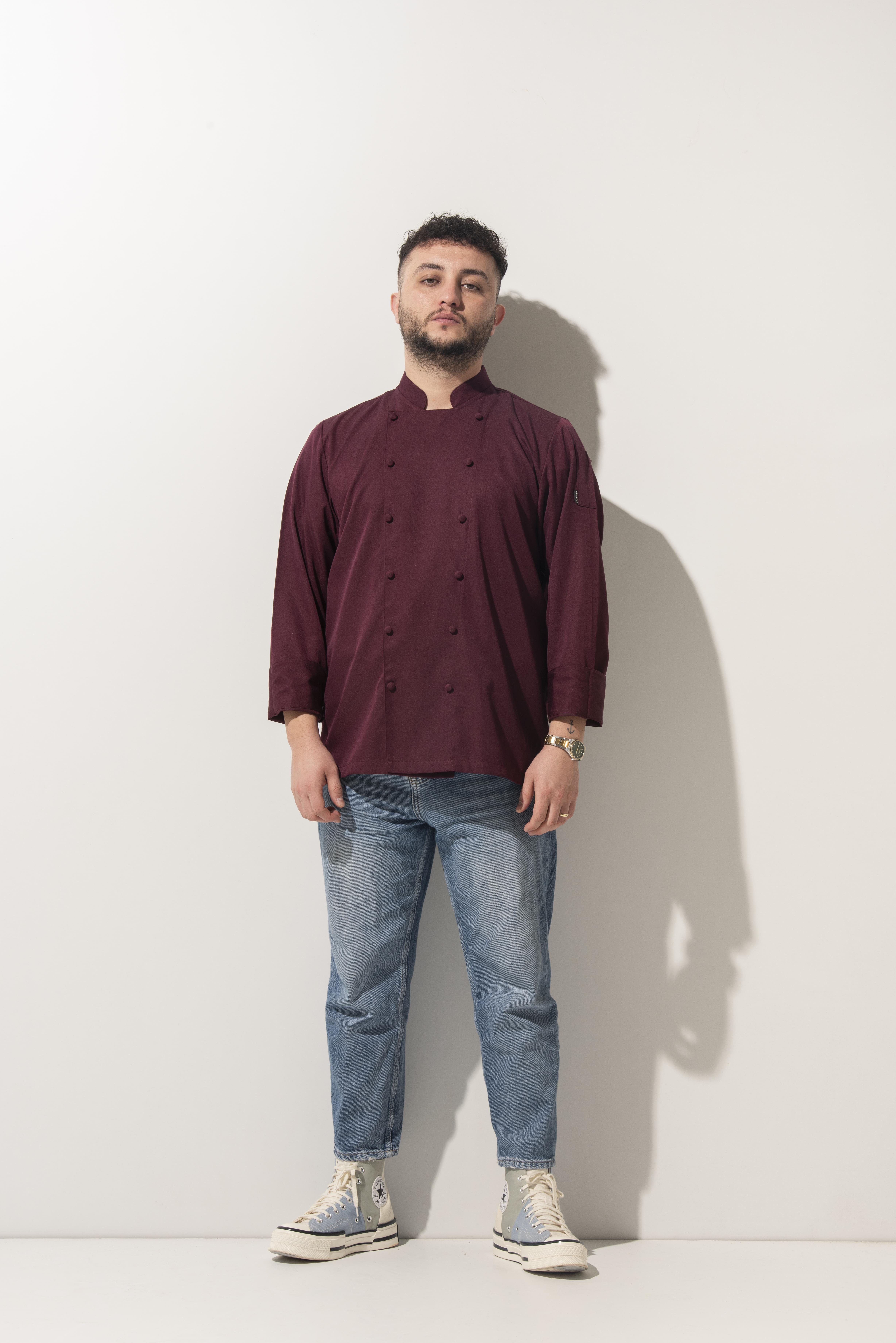 C-14 CLASSIC - Bordo Düğmeli Şef Ceketi 