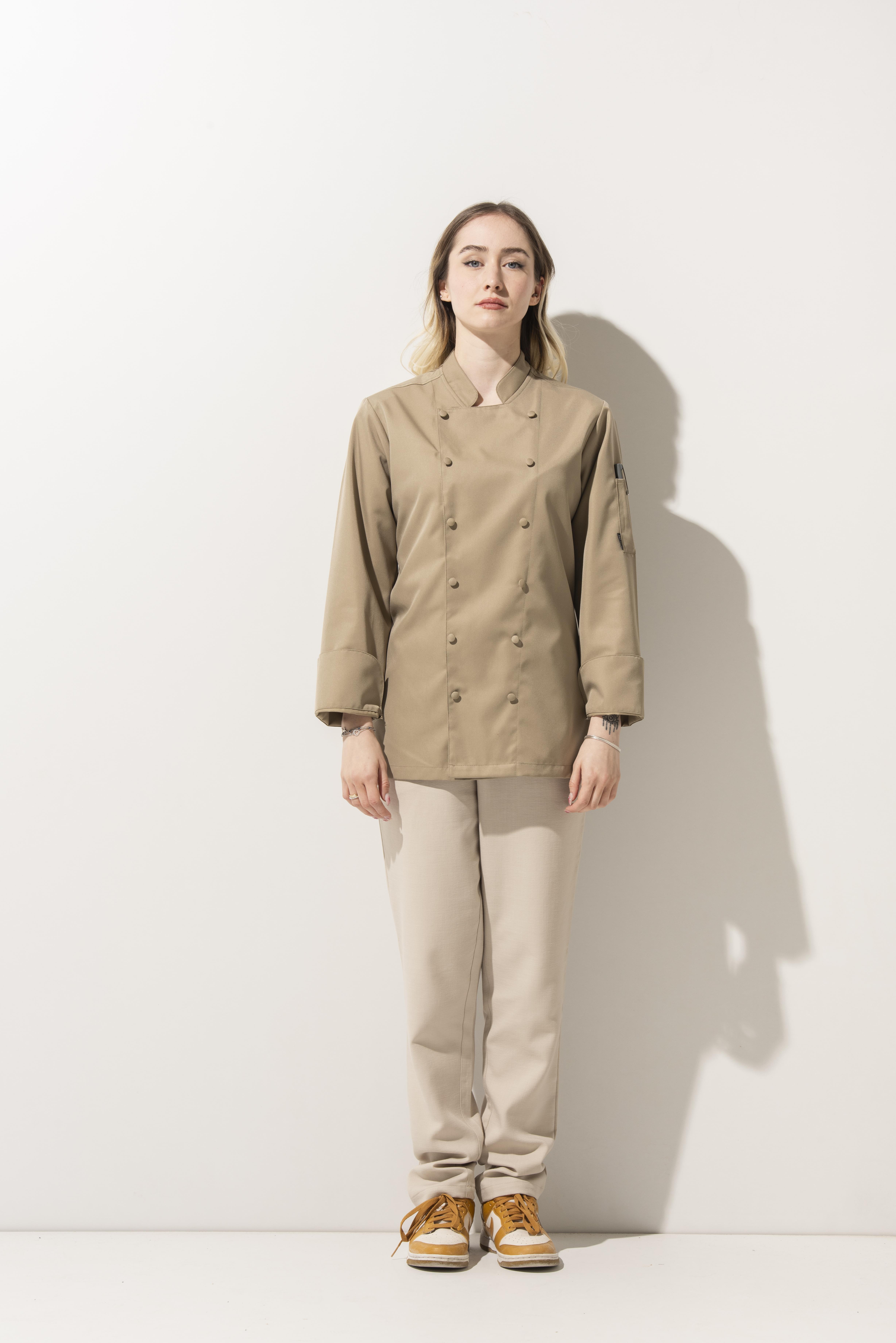 C-14 CLASSIC - Camel Düğmeli Şef Ceketi Kadın