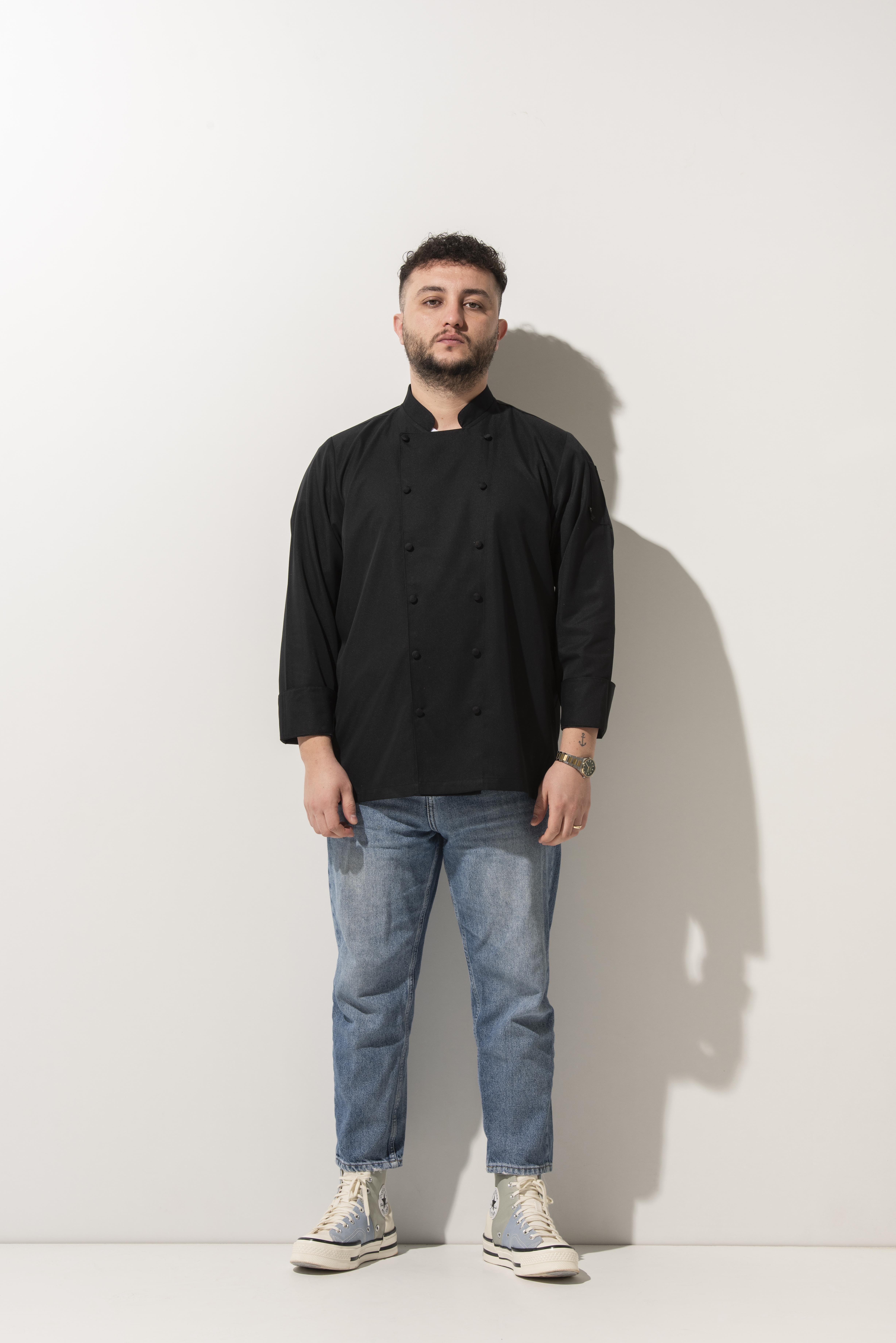 C-14 CLASSIC - Siyah Düğmeli Şef Ceketi 