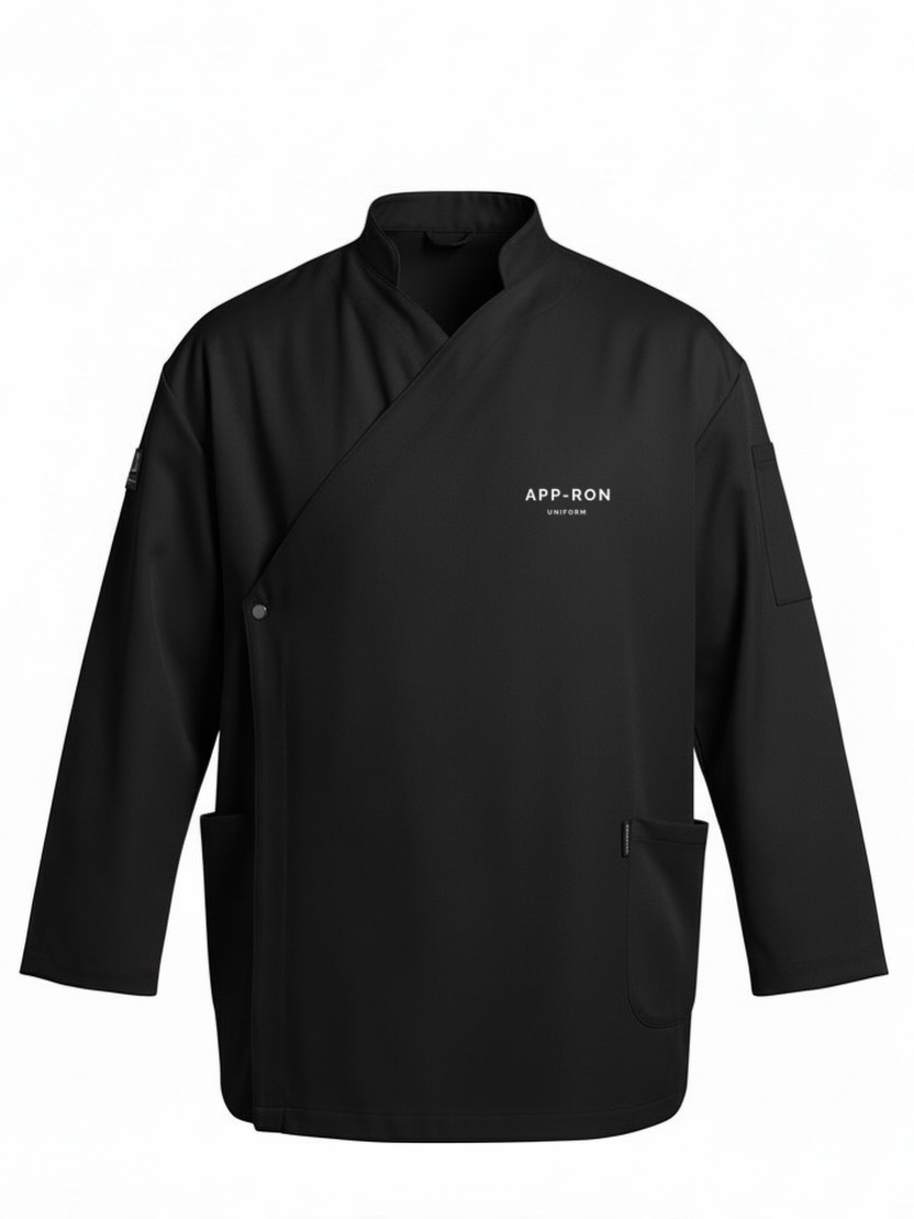 C-16 Flip Premium - Erkek Değiştirilebilir Kapaklı Şef Ceketi - Siyah