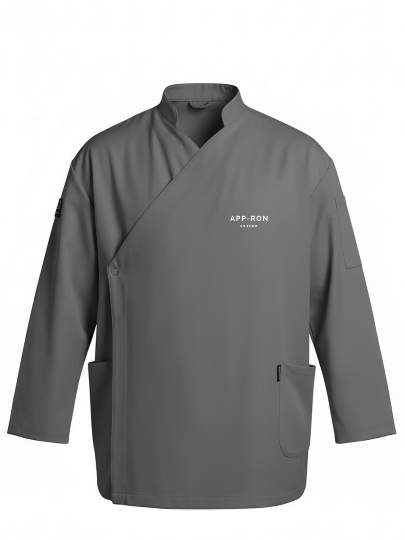 C-16 Flip Premium - Kadın Değiştirilebilir Kapaklı Şef Ceketi - Koyu Gri