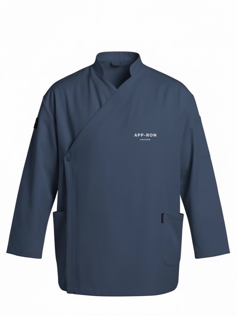 C-16 Flip Premium - Kadın Değiştirilebilir Kapaklı Şef Ceketi - Denim Mavi