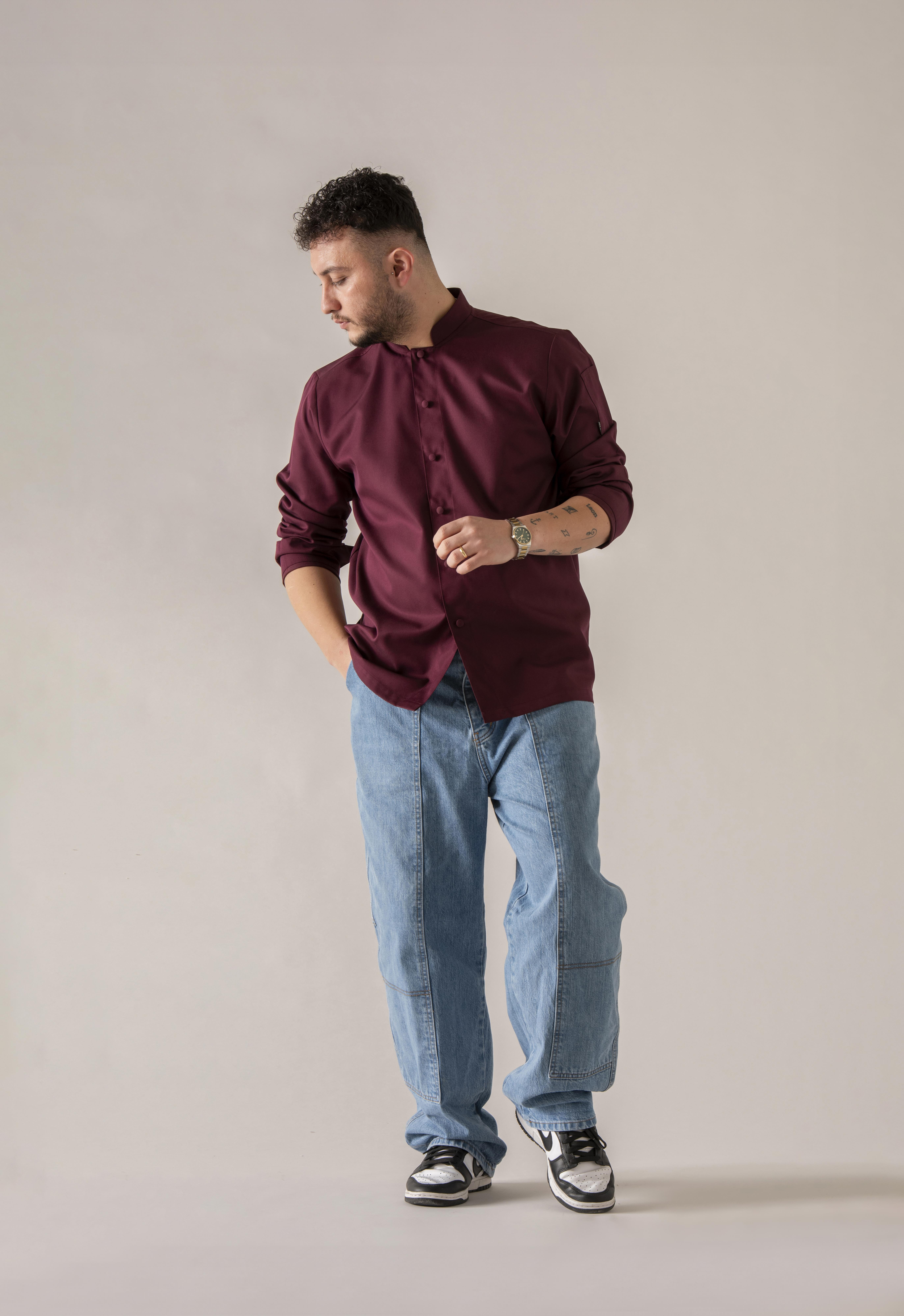 C-20 SOFT - Bordo Düğmeli Şef Ceketi