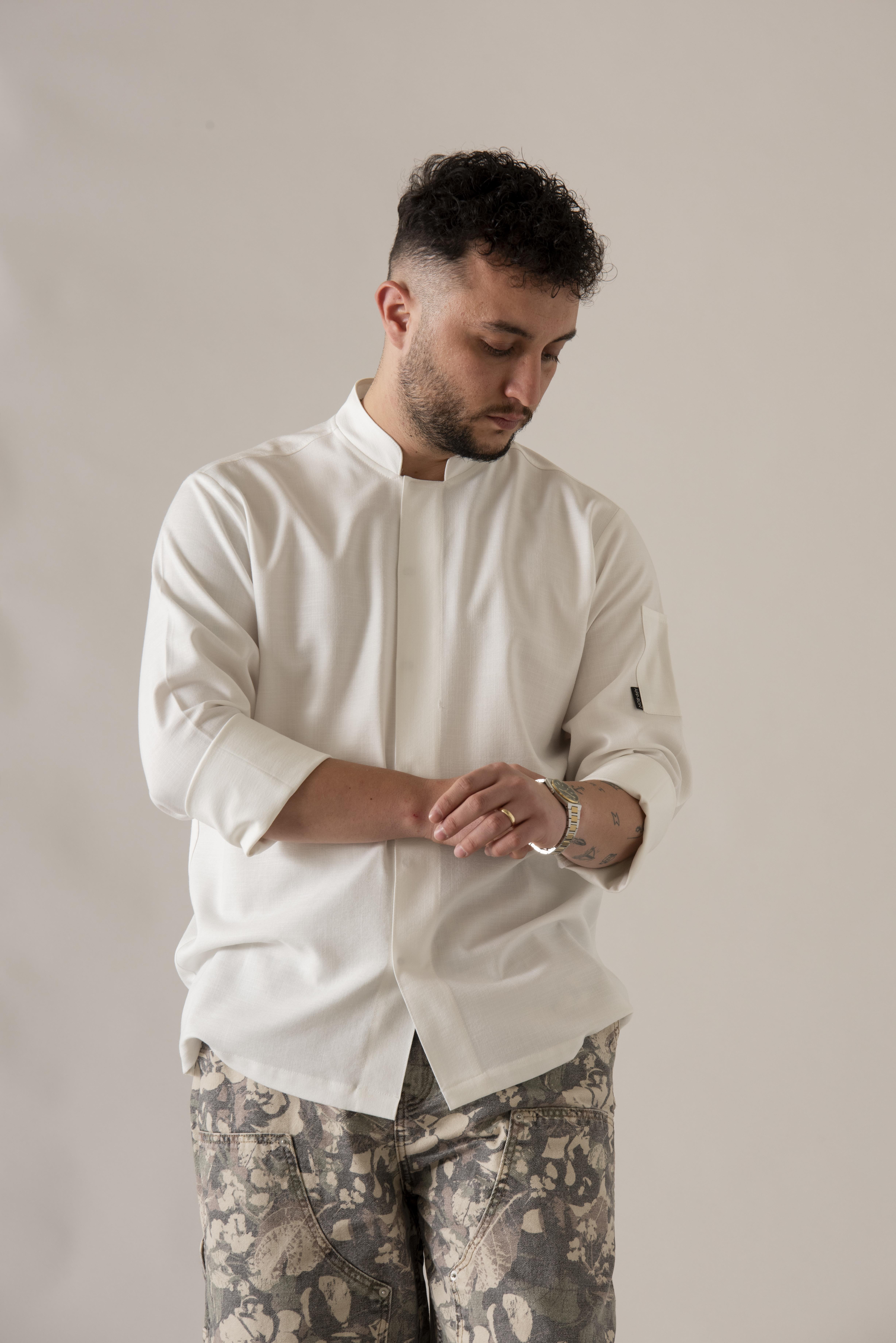 C-20 SOFT LINEN - Beyaz Keten Şef Ceketi 