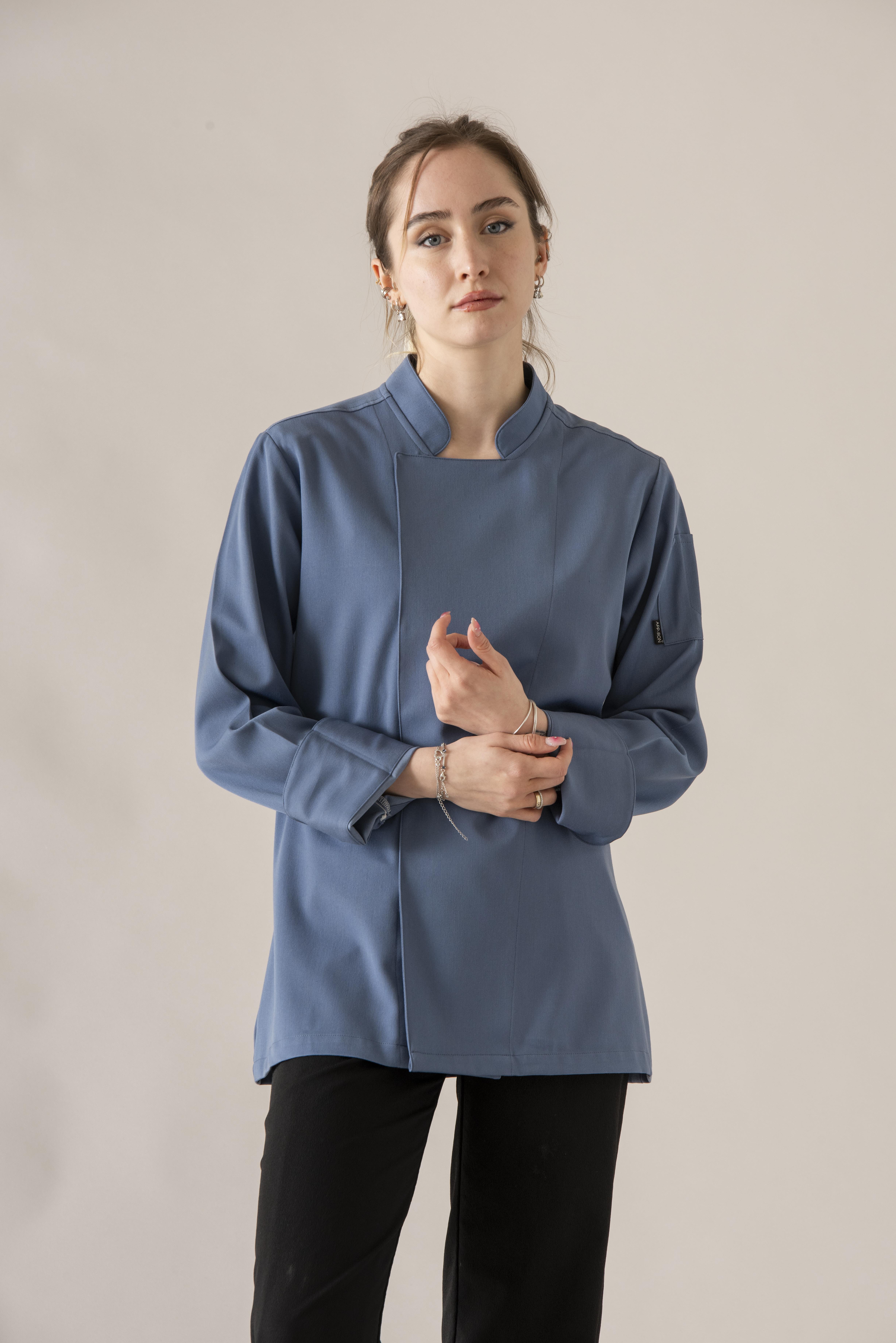 C-21 PREMIUM - Denim Mavi Şef Ceketi Kadın