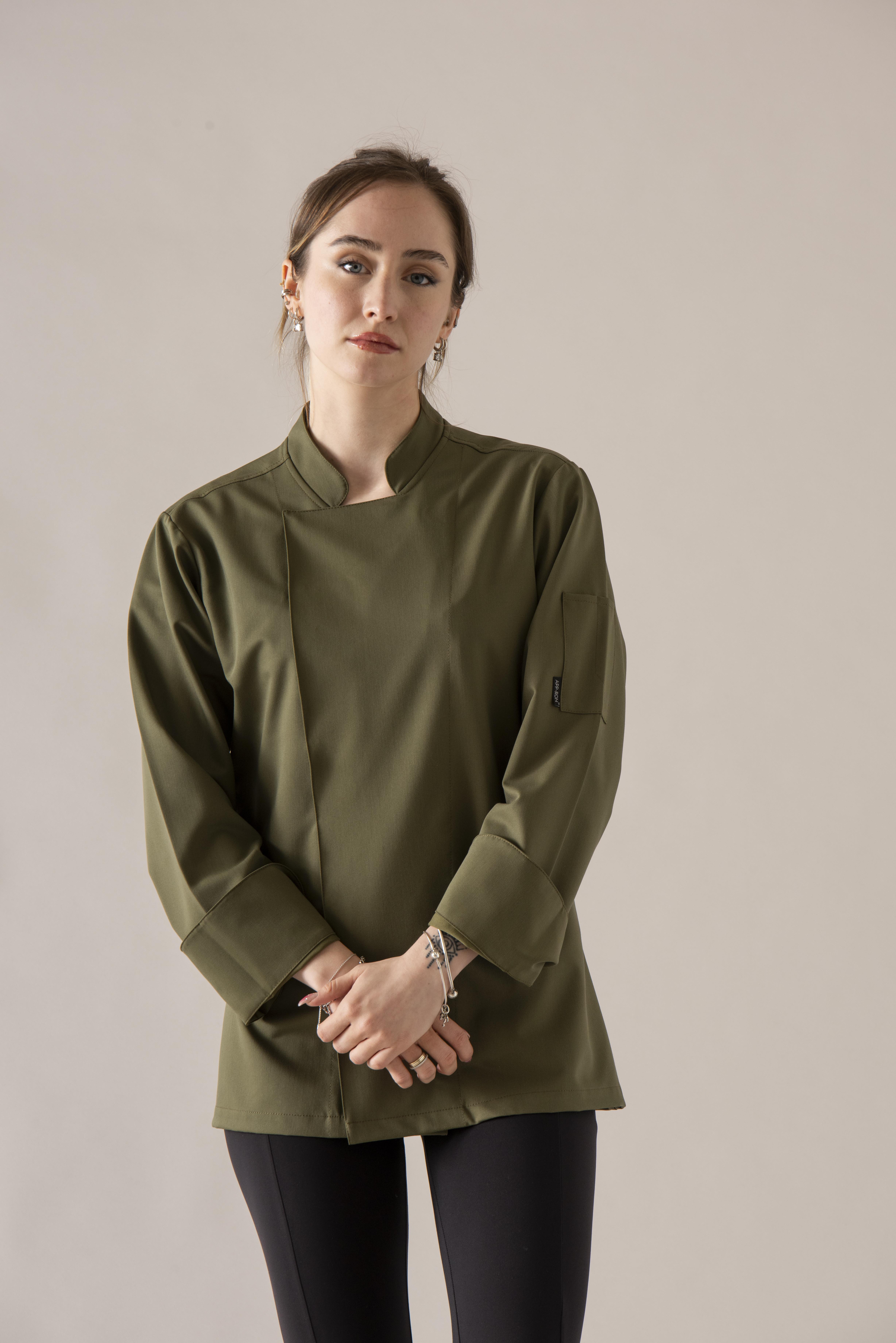 C-21 PREMIUM - Yağ Yeşili Şef Ceketi Kadın