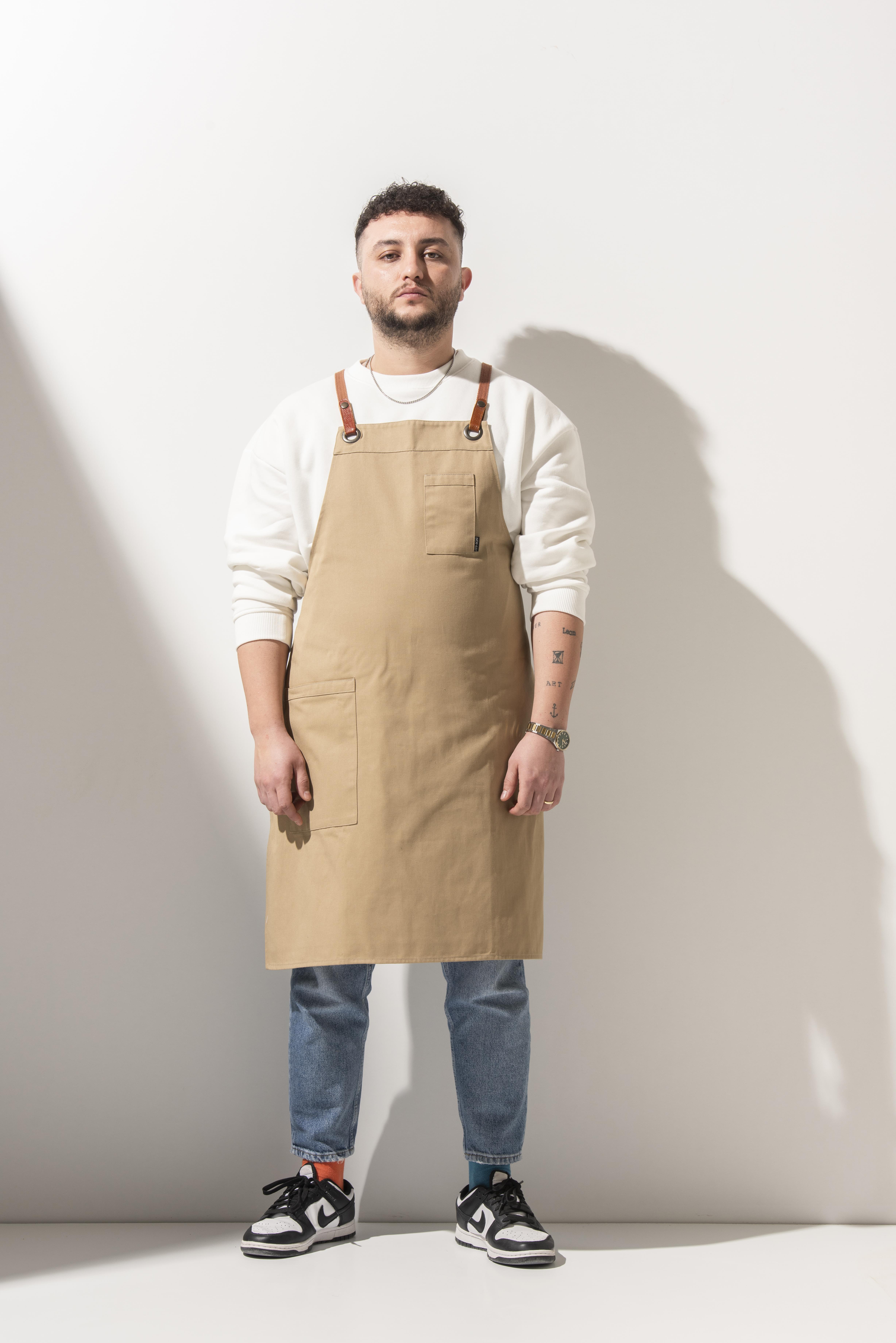 D-177 THOMAS - Çıkarılabilir Taba Rengi Askılı Camel Önlük 