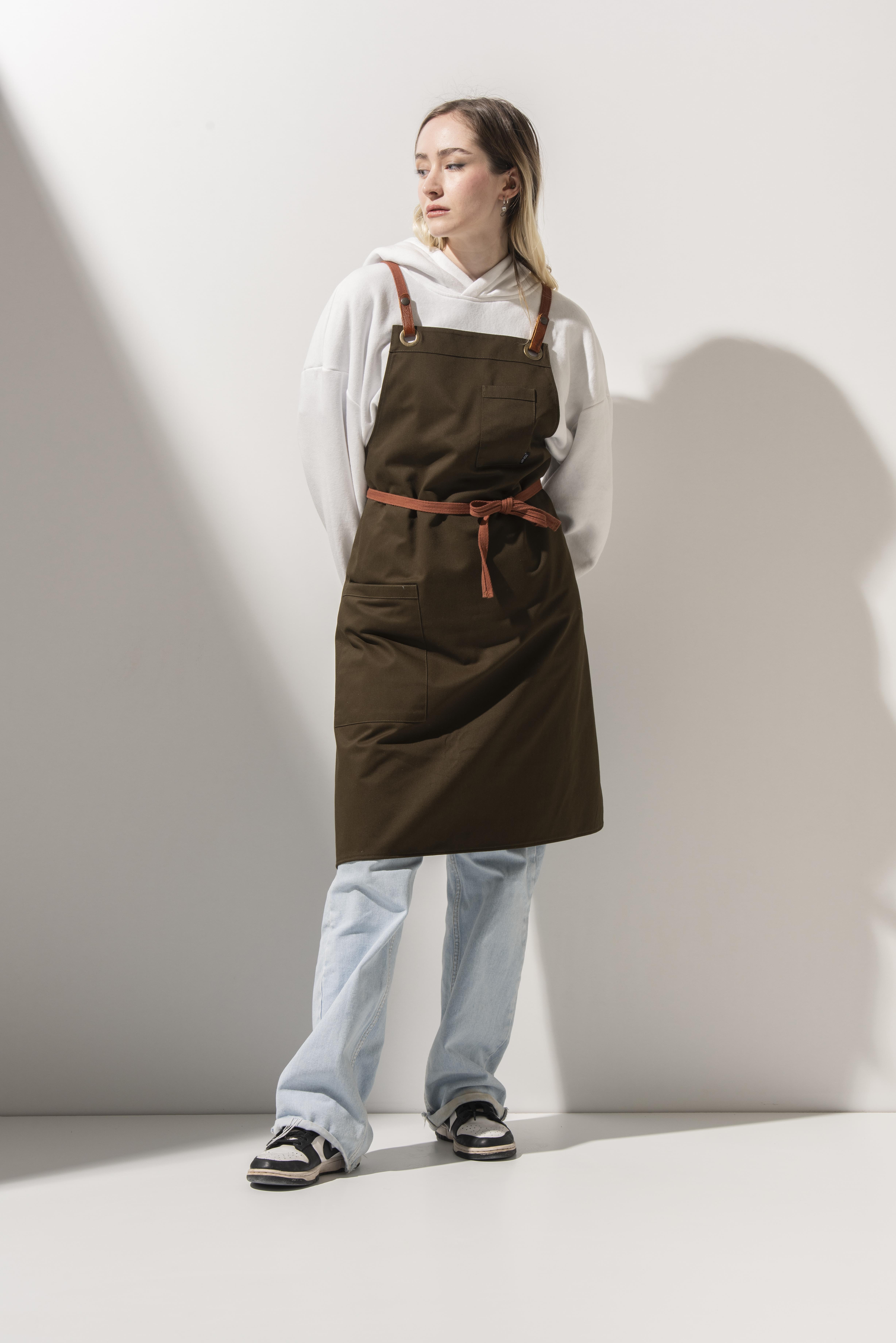 D-177 THOMAS - Çıkarılabilir Taba Rengi Askılı Haki Önlük 