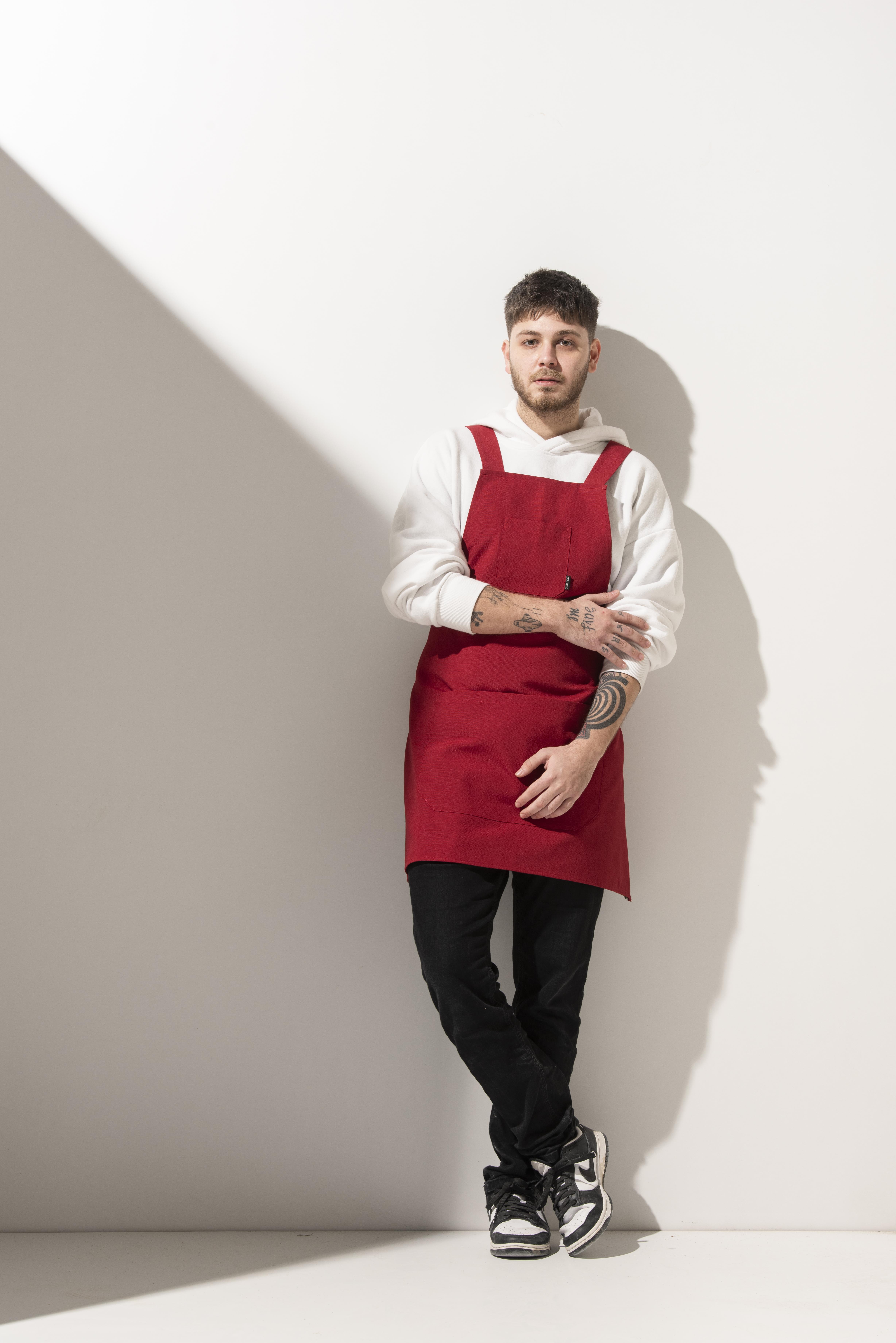 K-155 HOLLY - Çapraz Askılı Kırmızı Önlük 