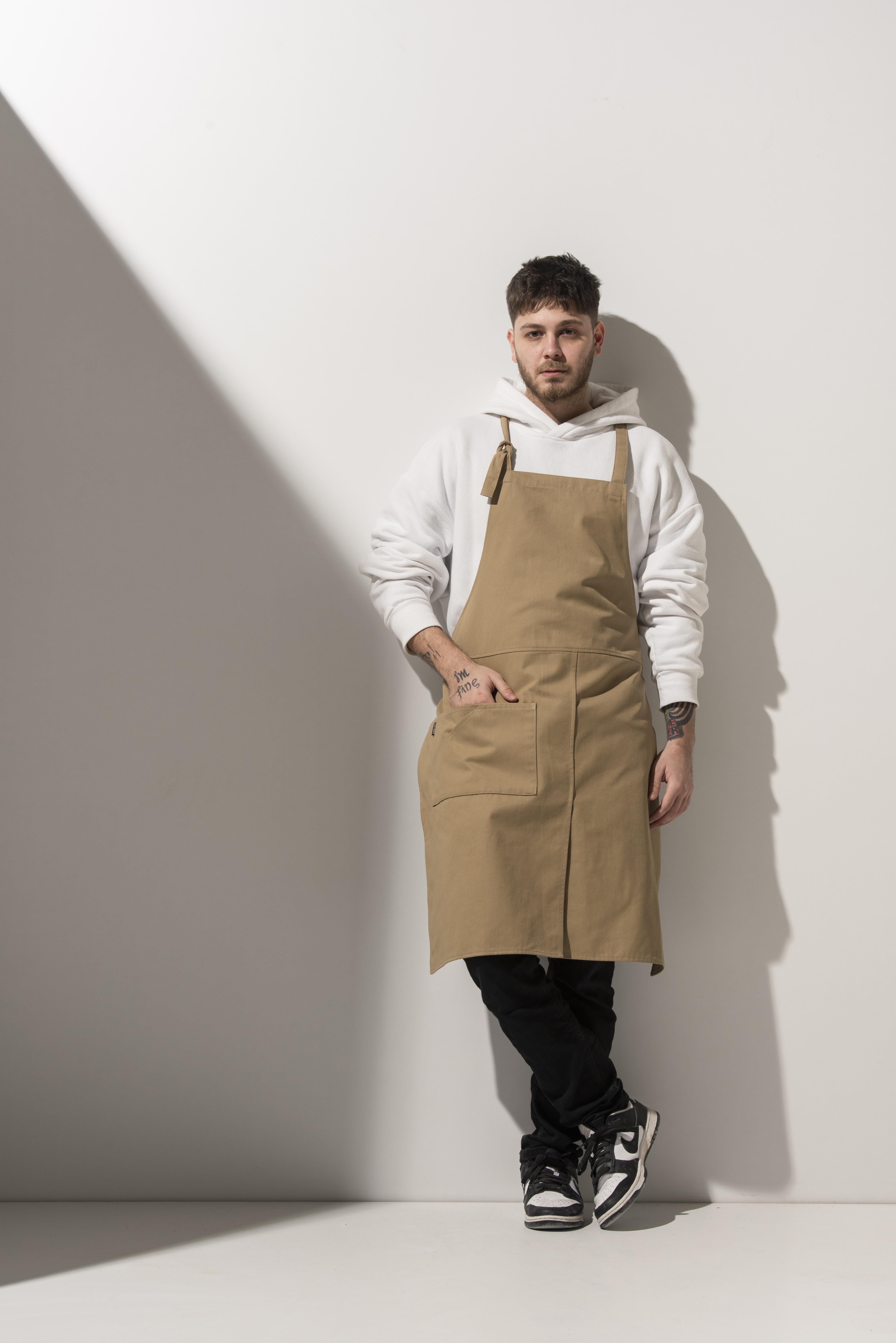 K-176 JAMES - Yırtmaçlı Camel Rengi Önlük 