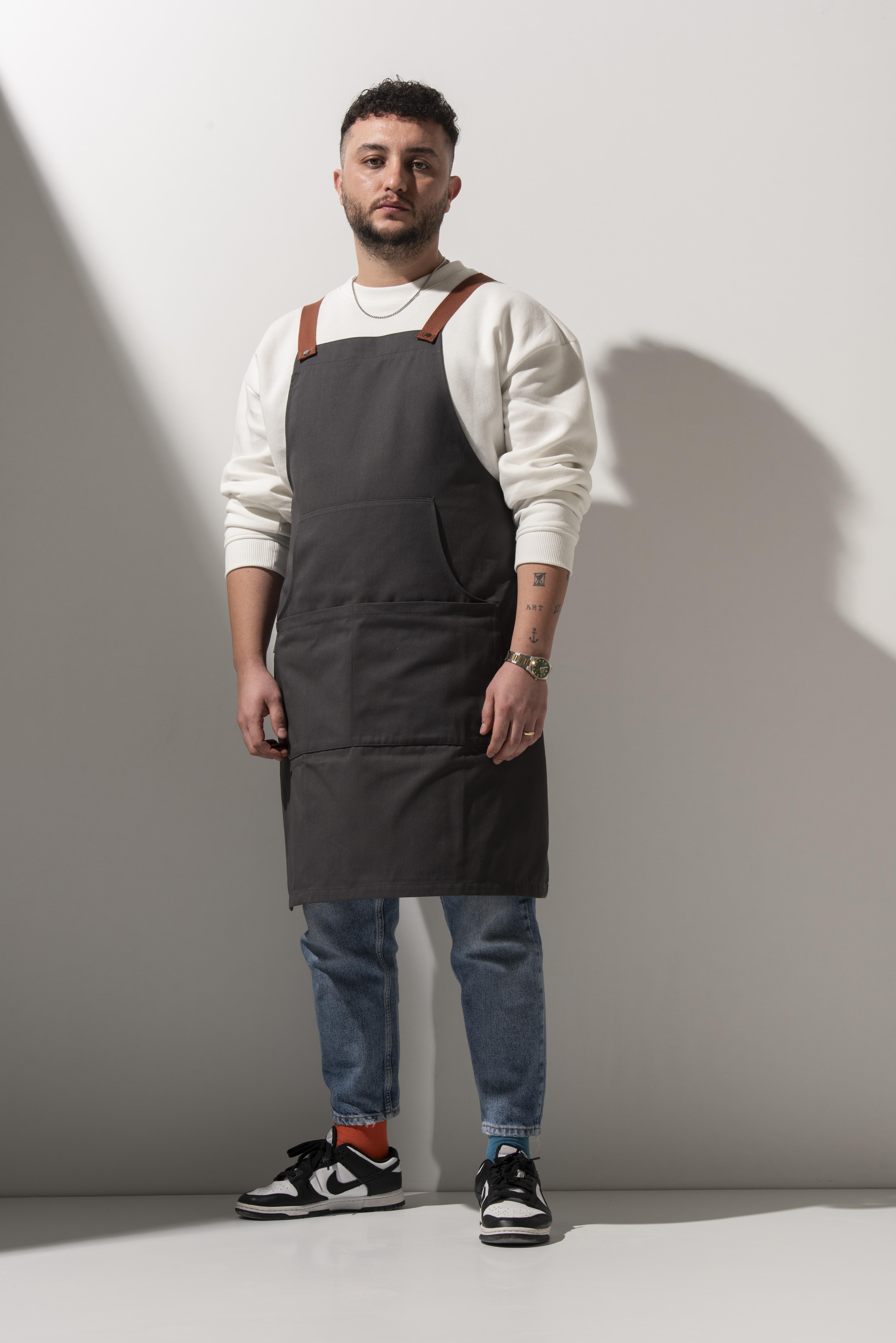 K-178 LILY - Çıkarılabilir Askılı Antrasit Önlük 