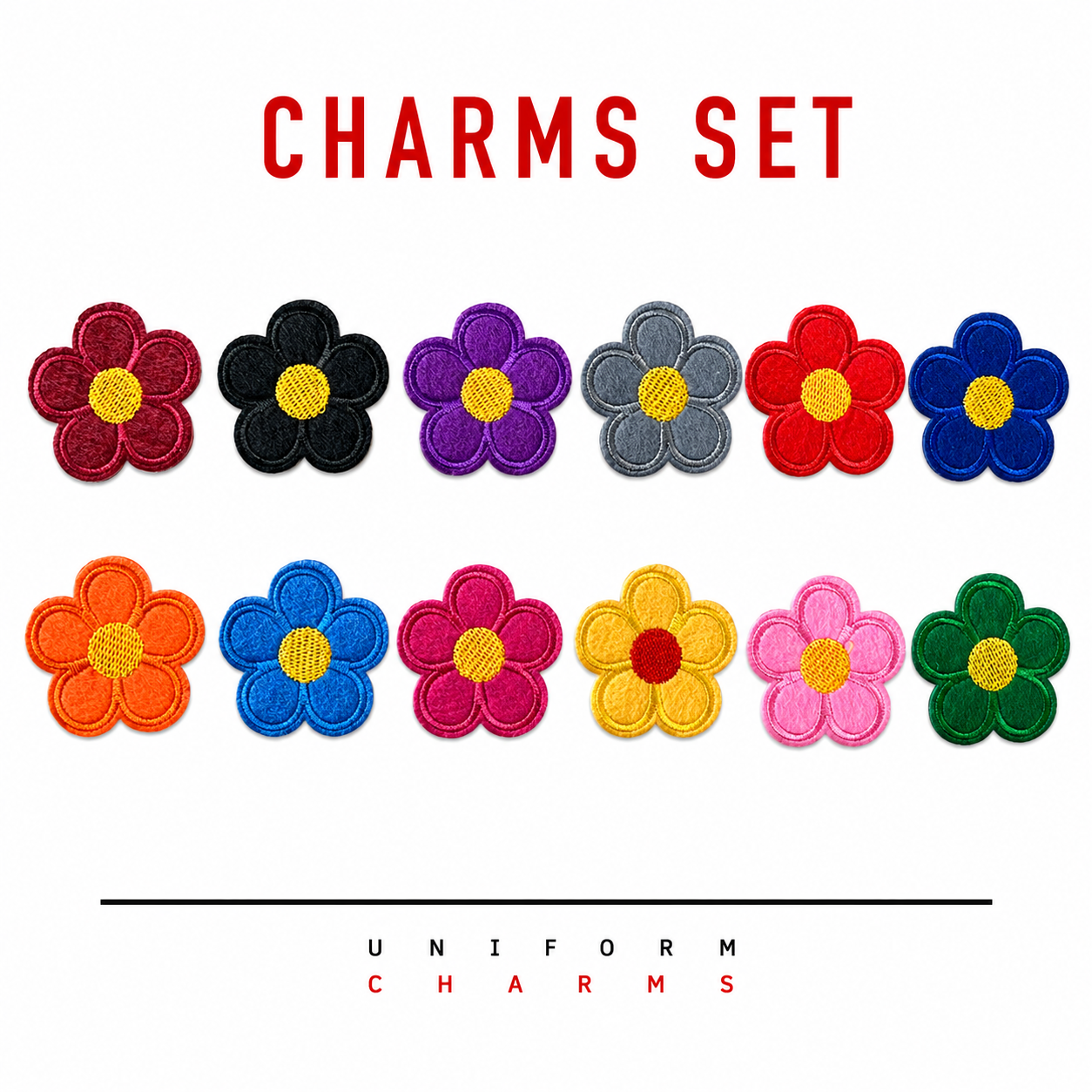 Uniform Charms™ Çiçek/Papatya Seti (12'li) Broş Charm