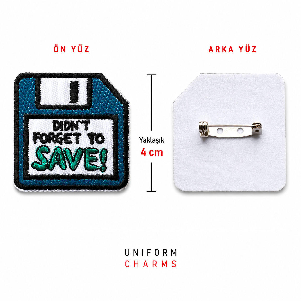 Uniform Charms™ Didn't Forget To Save (Floppy) Broş Charm