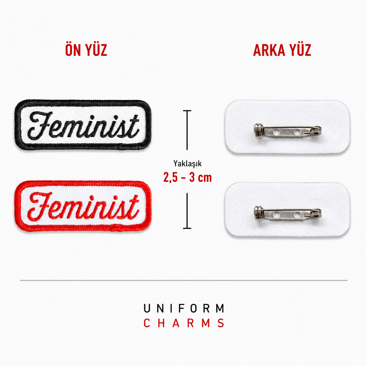 Uniform Charms™ Feminist Kırmızı Broş Charm