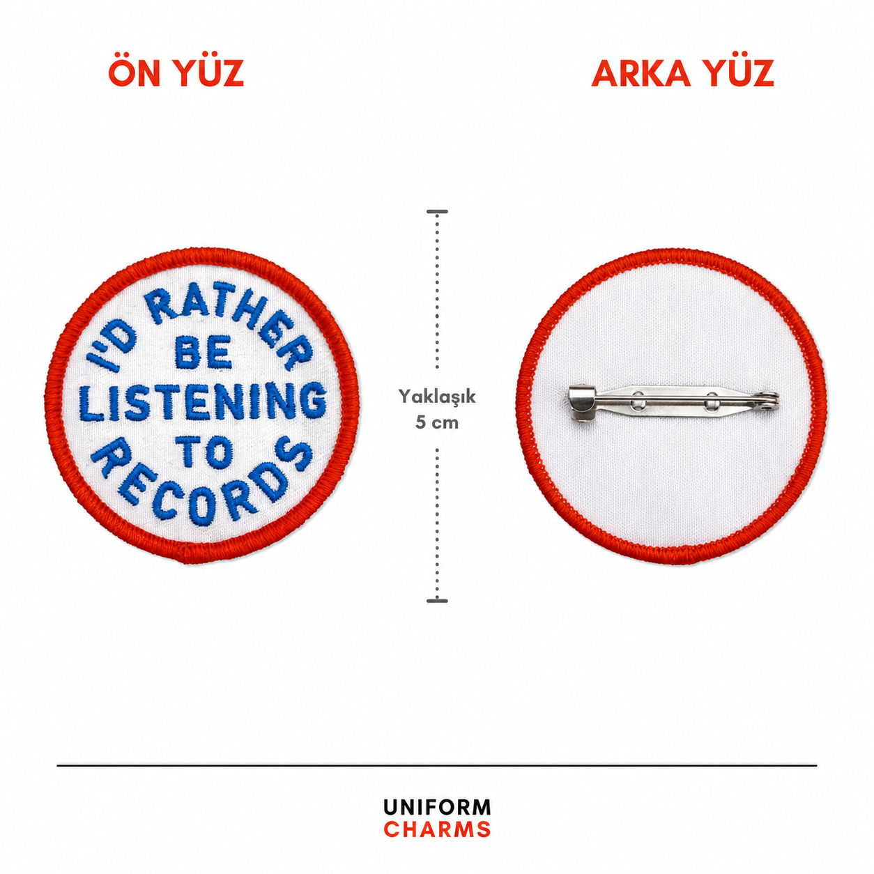 Uniform Charms™ I'd Rather Be Listening To Records Broş Charm