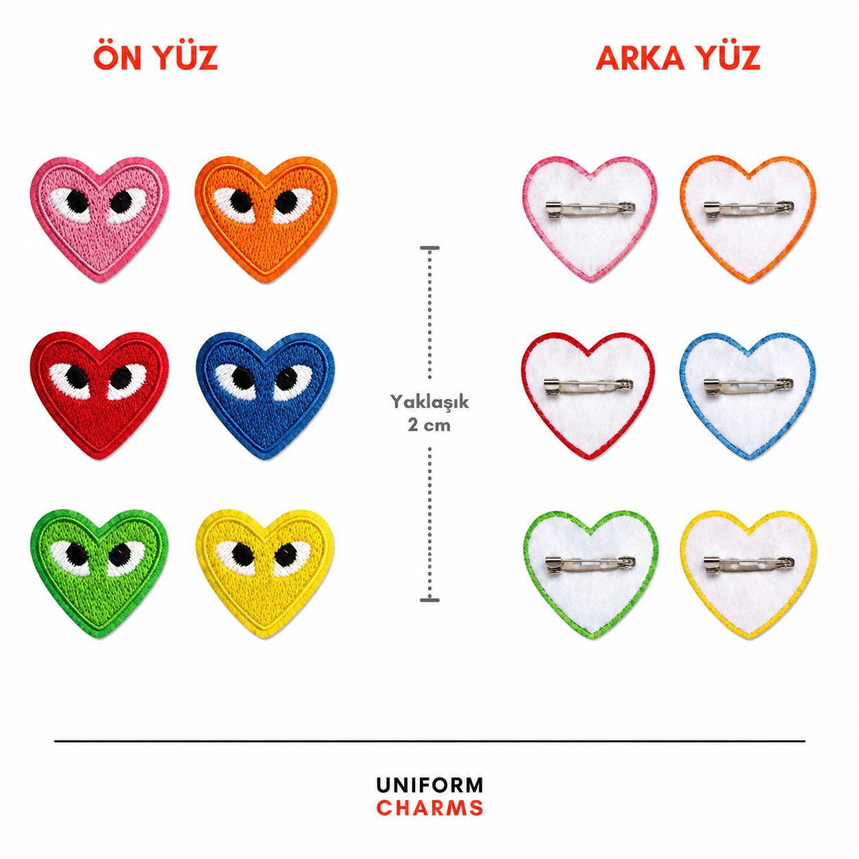 Uniform Charms™ Kalp Göz Pembe Broş Charm