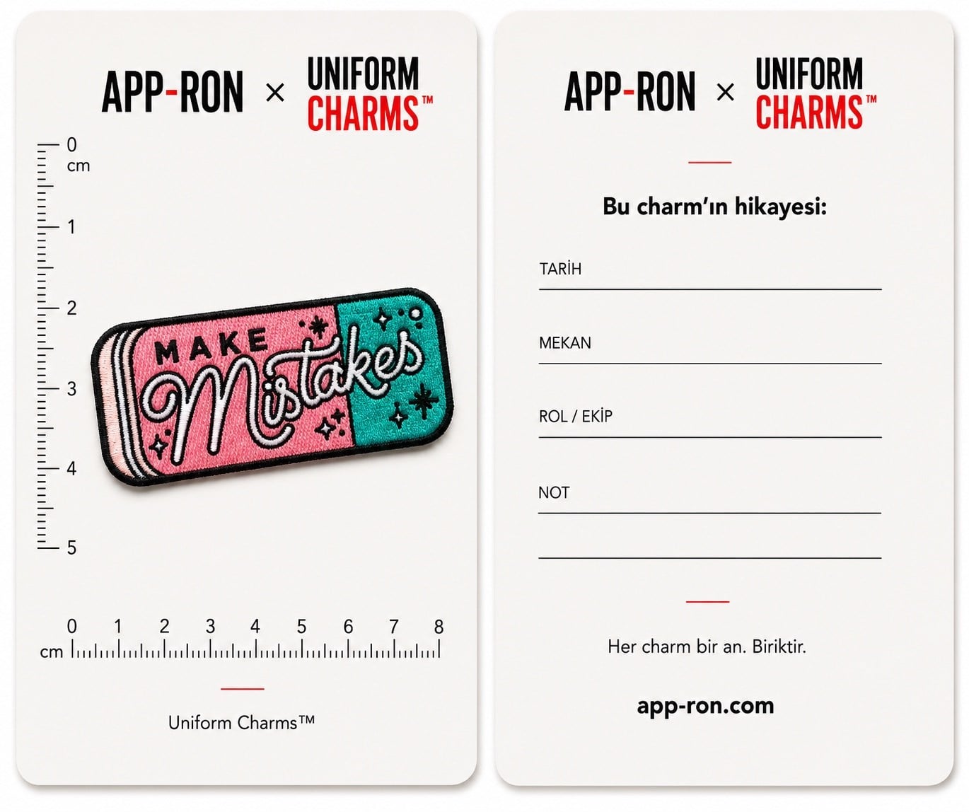 Uniform Charms™ Make Mistakes Pembe Broş Charm