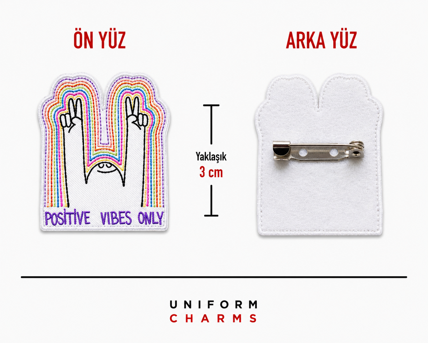 Uniform Charms™ Positive Vibes Only Broş Charm