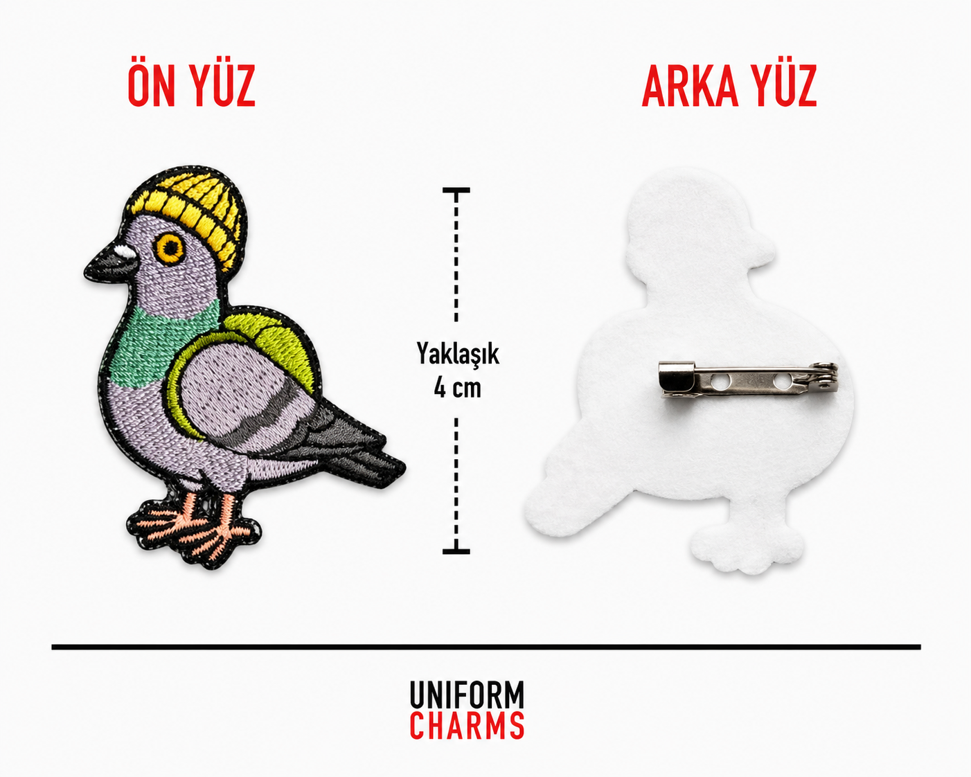 Uniform Charms™ Şapkalı Güvercin Broş Charm