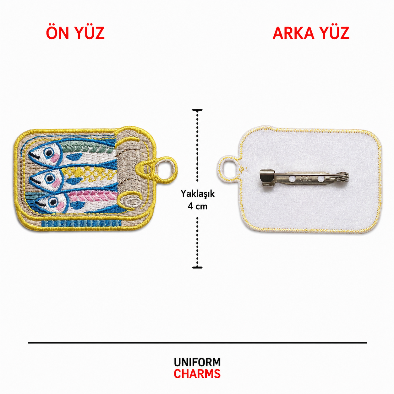 Uniform Charms™ Sardalya Konservesi (detaylı) Broş Charm