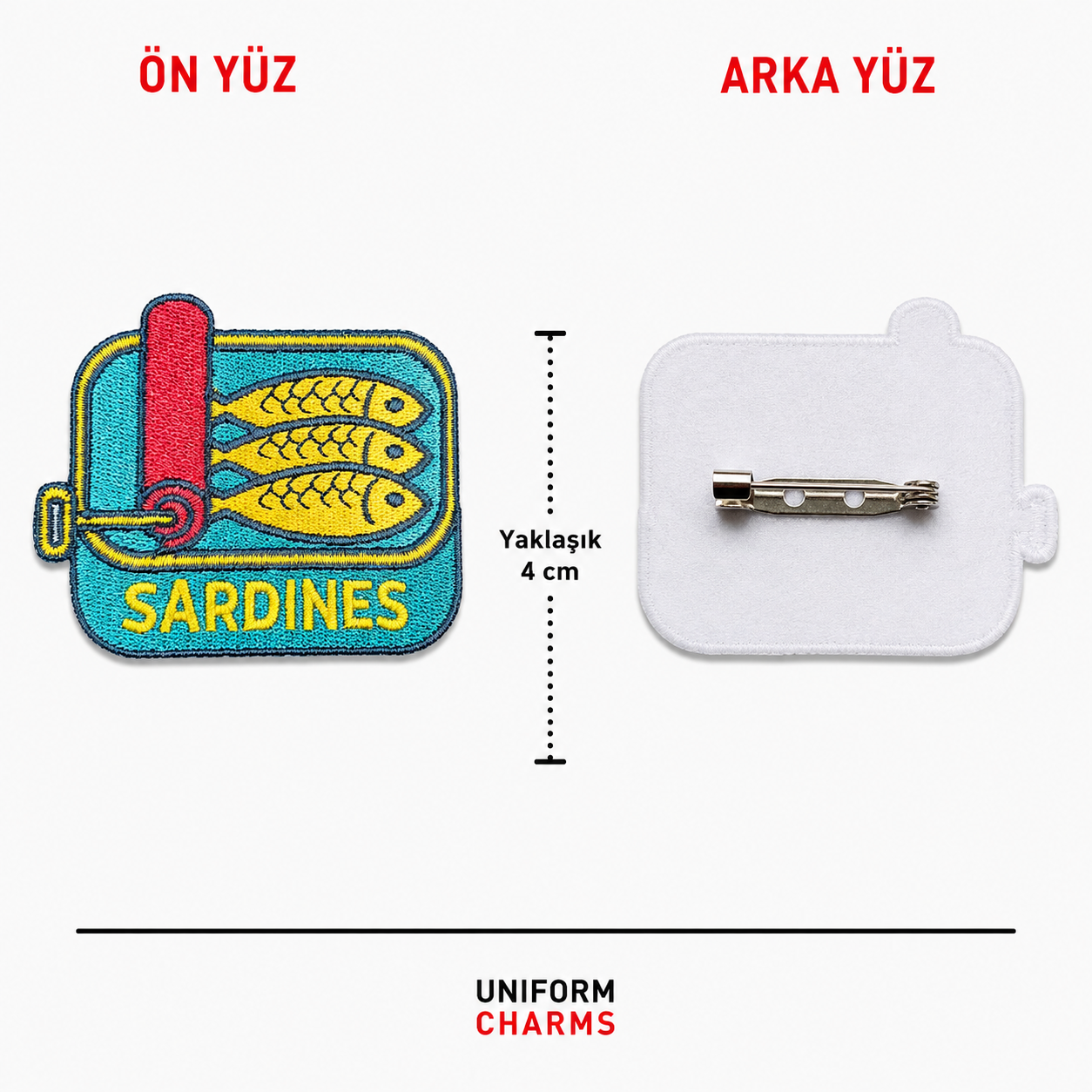 Uniform Charms™ Sardines (Konserve, Pop Grafik) Broş Charm